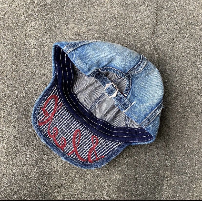 Kapital Trashed Chainstitch Denim Hickory Kola Cap Hat (Sleep) Size ONE SIZE - 2 Thumbnail