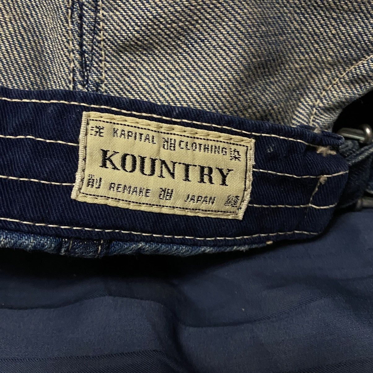 Kapital Trashed Chainstitch Denim Hickory Kola Cap Hat (Sleep) Size ONE SIZE - 9 Thumbnail