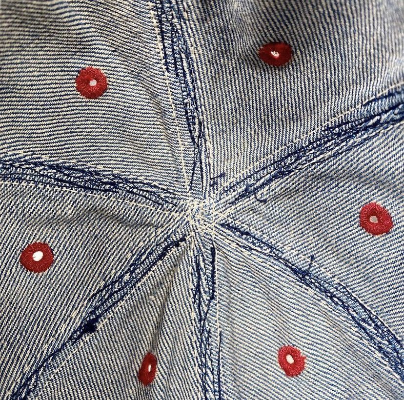 Kapital Trashed Chainstitch Denim Hickory Kola Cap Hat (Sleep) Size ONE SIZE - 7 Thumbnail