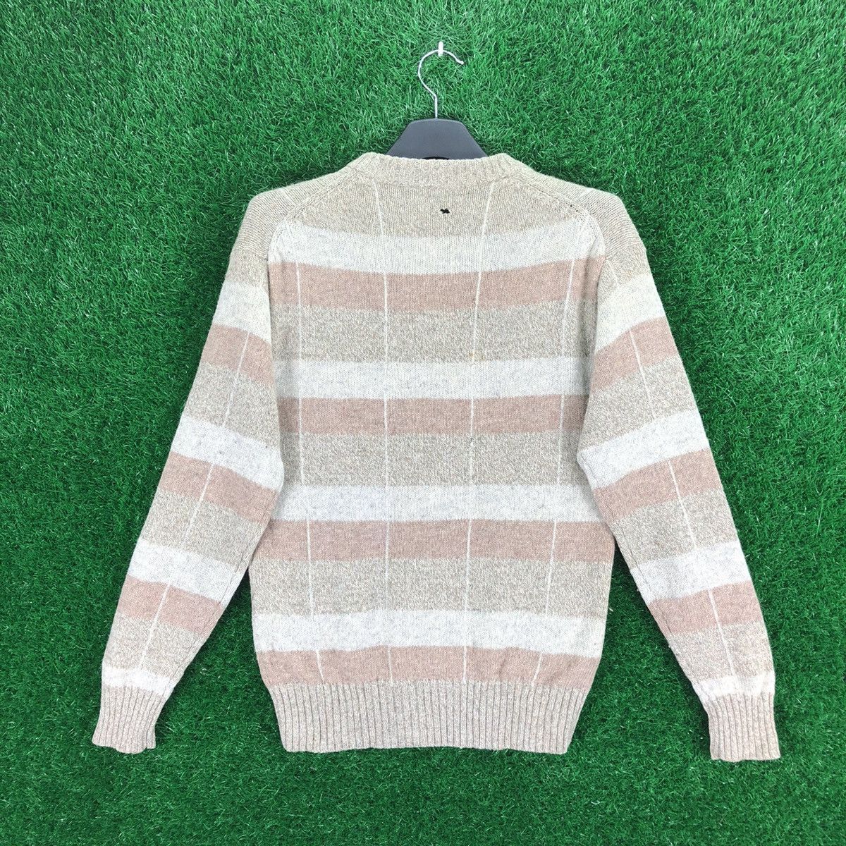 Japanese Brand Vintage 80's Knitwear Wool Sweater Checker by Slowly Life Size US S / EU 44-46 / 1 - 4 Thumbnail