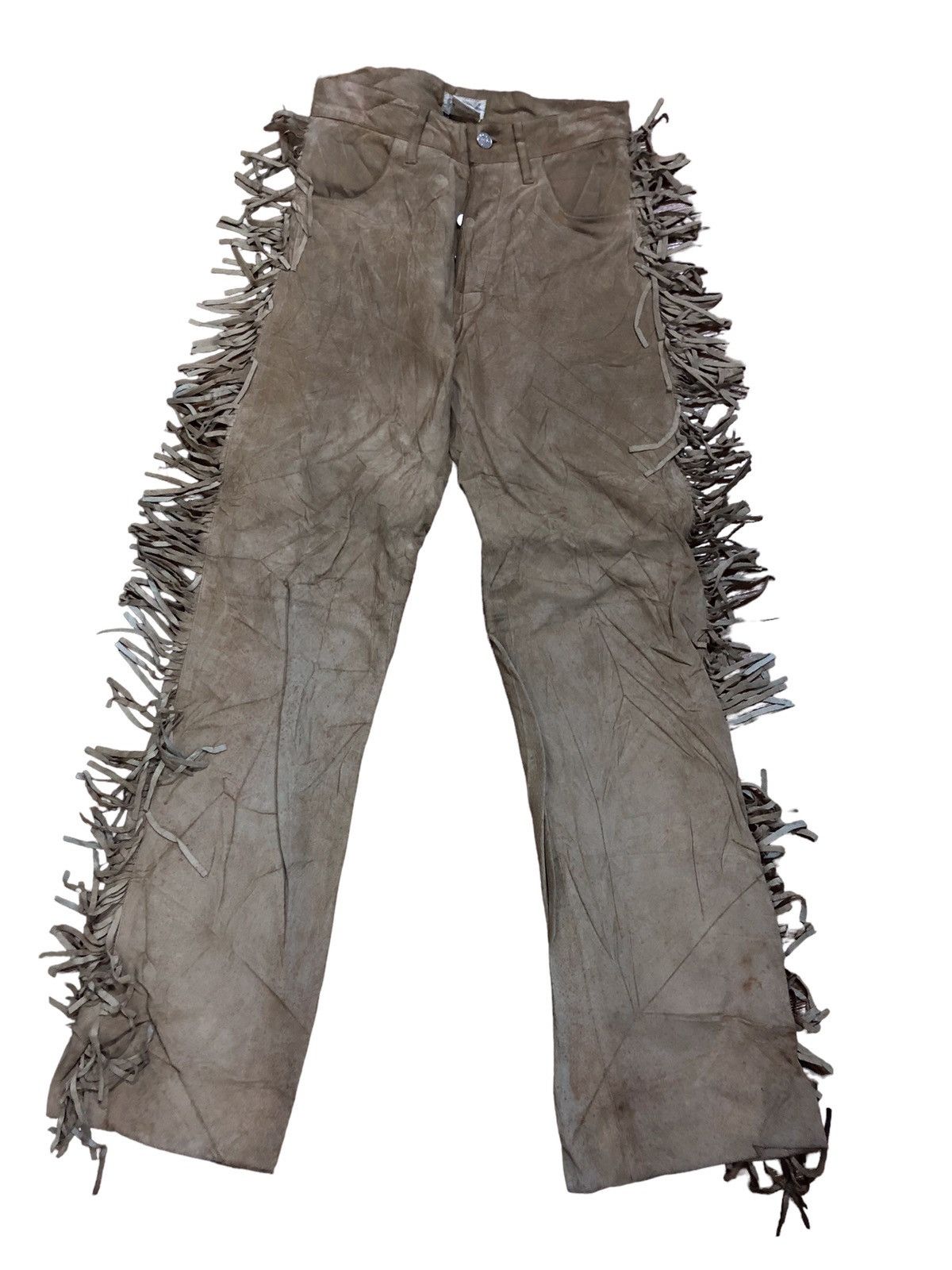 Vintage agnes b leather fringe pants made in france