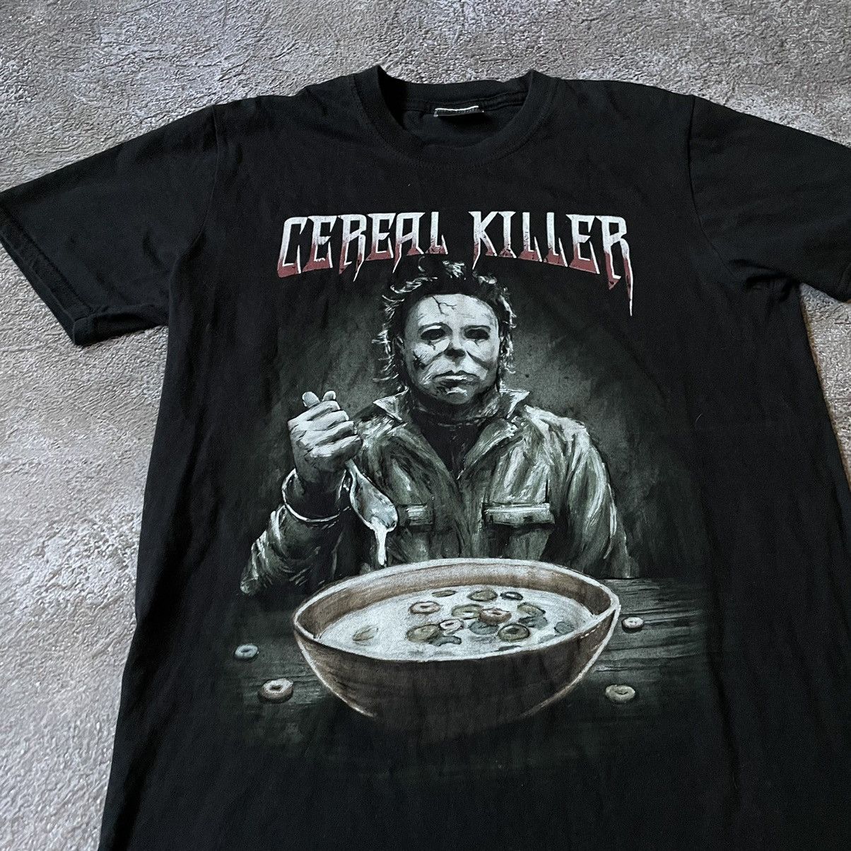 Vintage Vintage Y2K Cereal Killer Graphic Tee Horror Grunge Black M Size US M / EU 48-50 / 2 - 5 Thumbnail