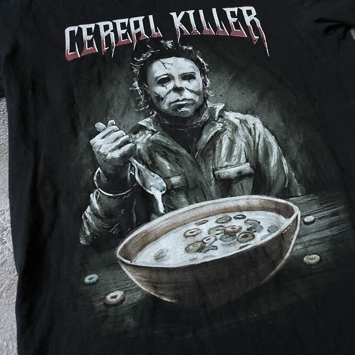 Vintage Vintage Y2K Cereal Killer Graphic Tee Horror Grunge Black M Size US M / EU 48-50 / 2 - 6 Thumbnail