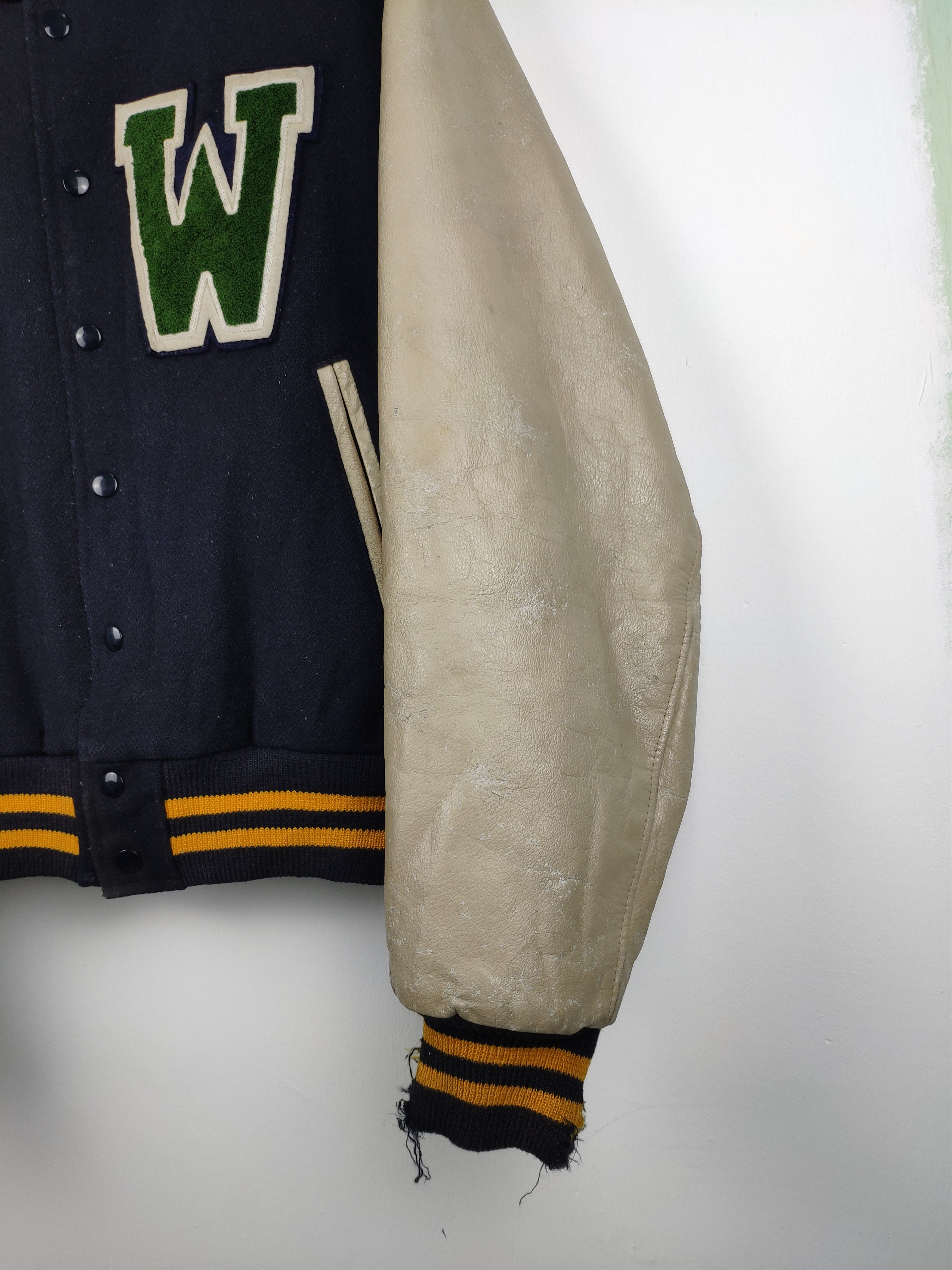Golden Bear × Japanese Brand Vintage 80s Golden Bear Varsity Jacket Leather Thrasher Size US M / EU 48-50 / 2 - 12 Thumbnail