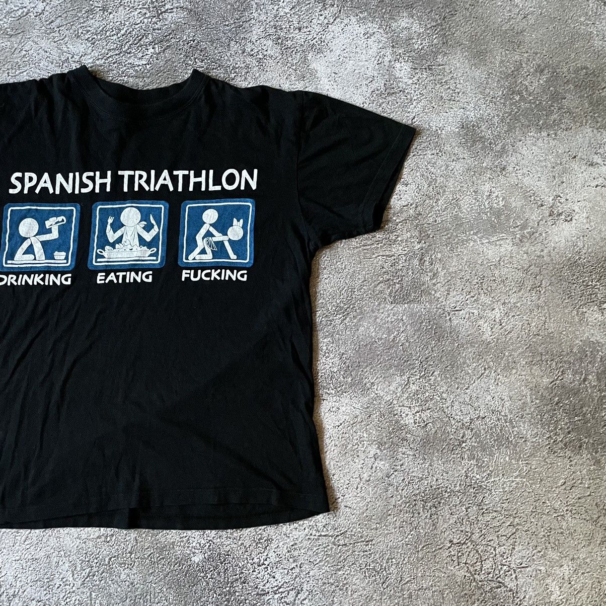 Vintage Vintage Y2K Spanish Triathlon Graphic Tee Drunk Eating Fucki Size US L / EU 52-54 / 3 - 3 Thumbnail