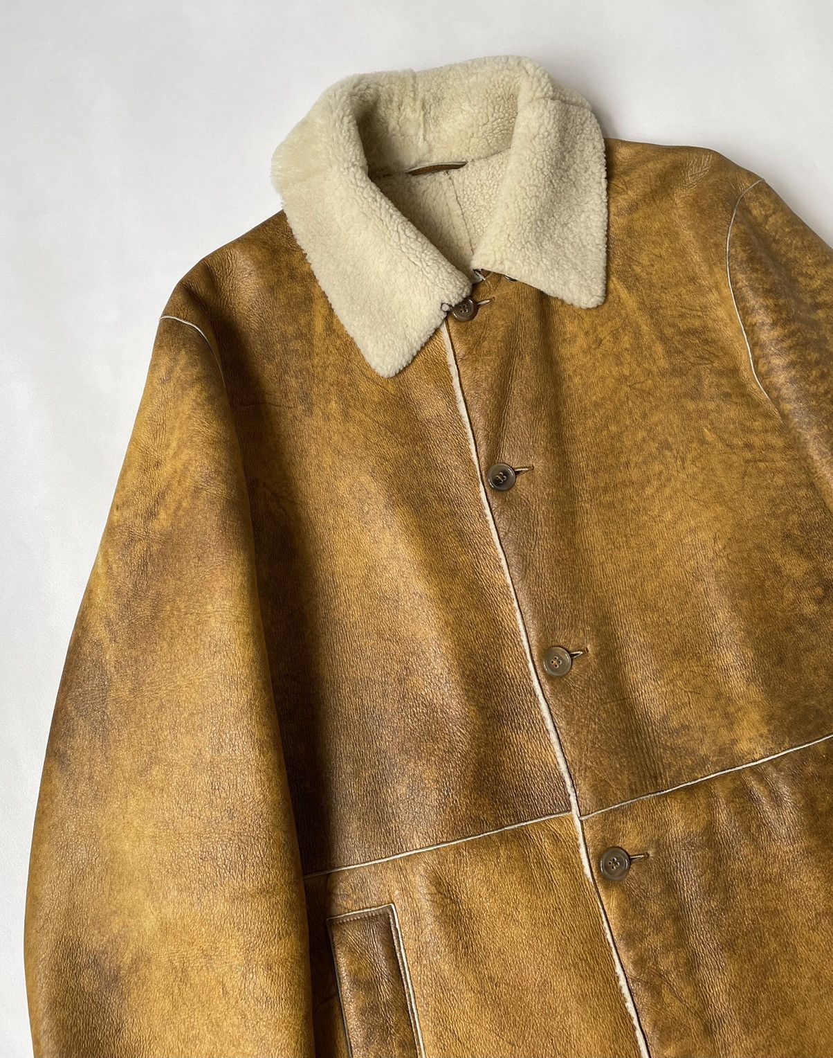 Jil Sander Early 2000s Mottled Shearling Overcoat Size US L / EU 52-54 / 3 - 4 Thumbnail