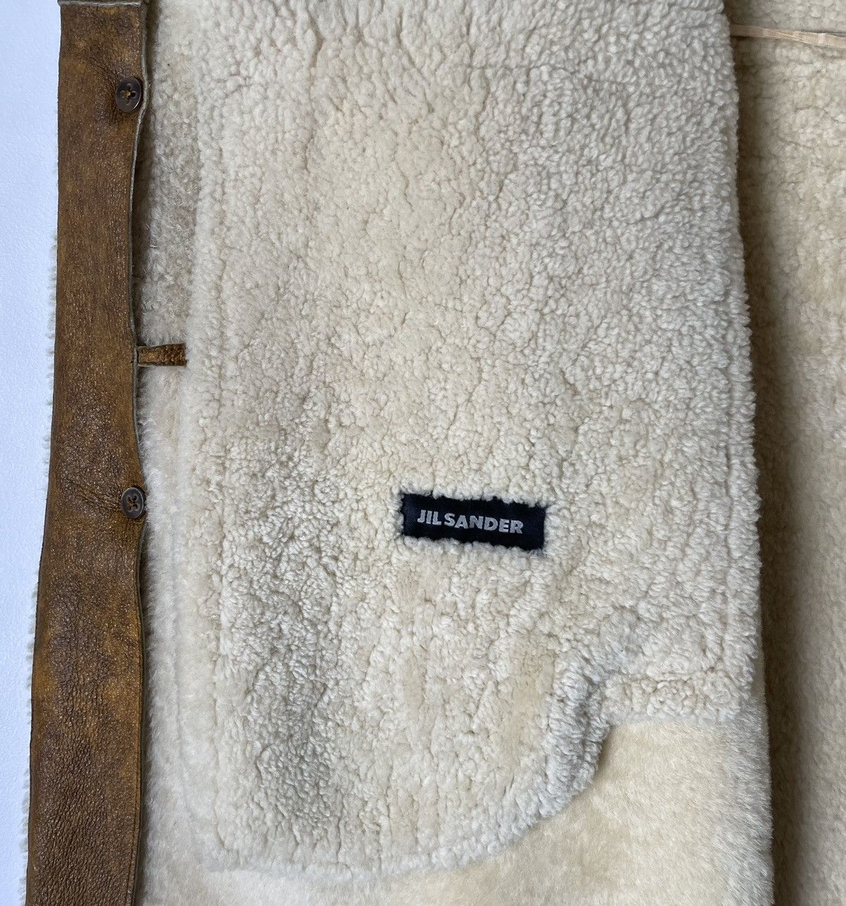 Jil Sander Early 2000s Mottled Shearling Overcoat Size US L / EU 52-54 / 3 - 3 Thumbnail