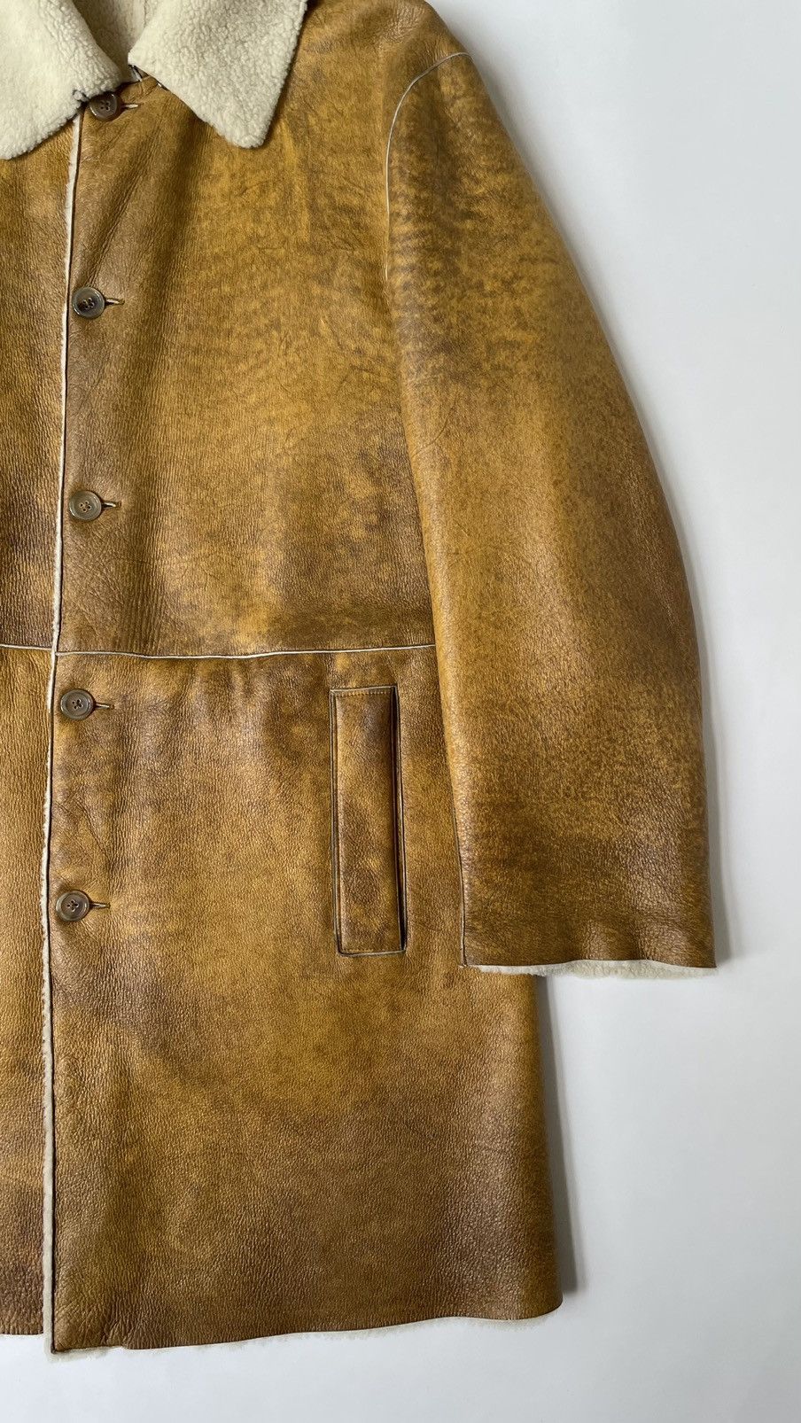 Jil Sander Early 2000s Mottled Shearling Overcoat Size US L / EU 52-54 / 3 - 7 Thumbnail