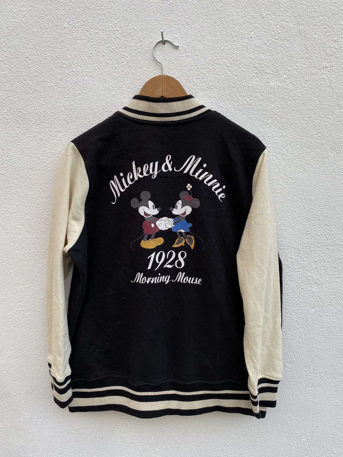 HOT VTG Men DISNEY MICKEY MOUSE EMBROIDERED VARSITY BLACK WOOL