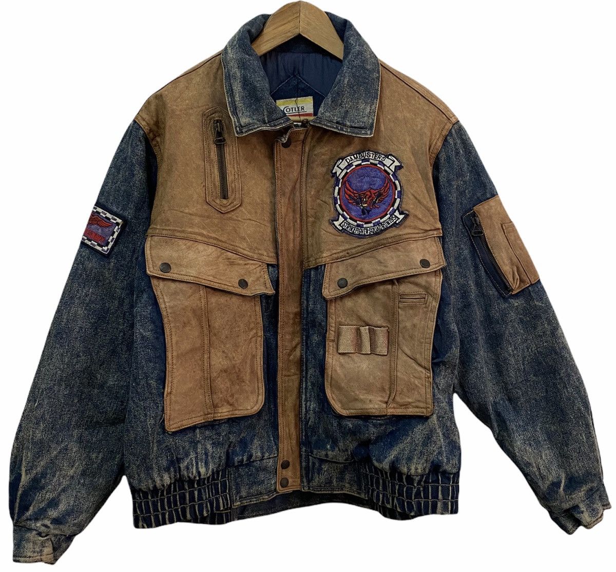 Vintage 🔥UNITED STATES NAVY LEATHER PATCHES PARACHUTE DENIM JACKET Size US L / EU 52-54 / 3 - 1 Thumbnail