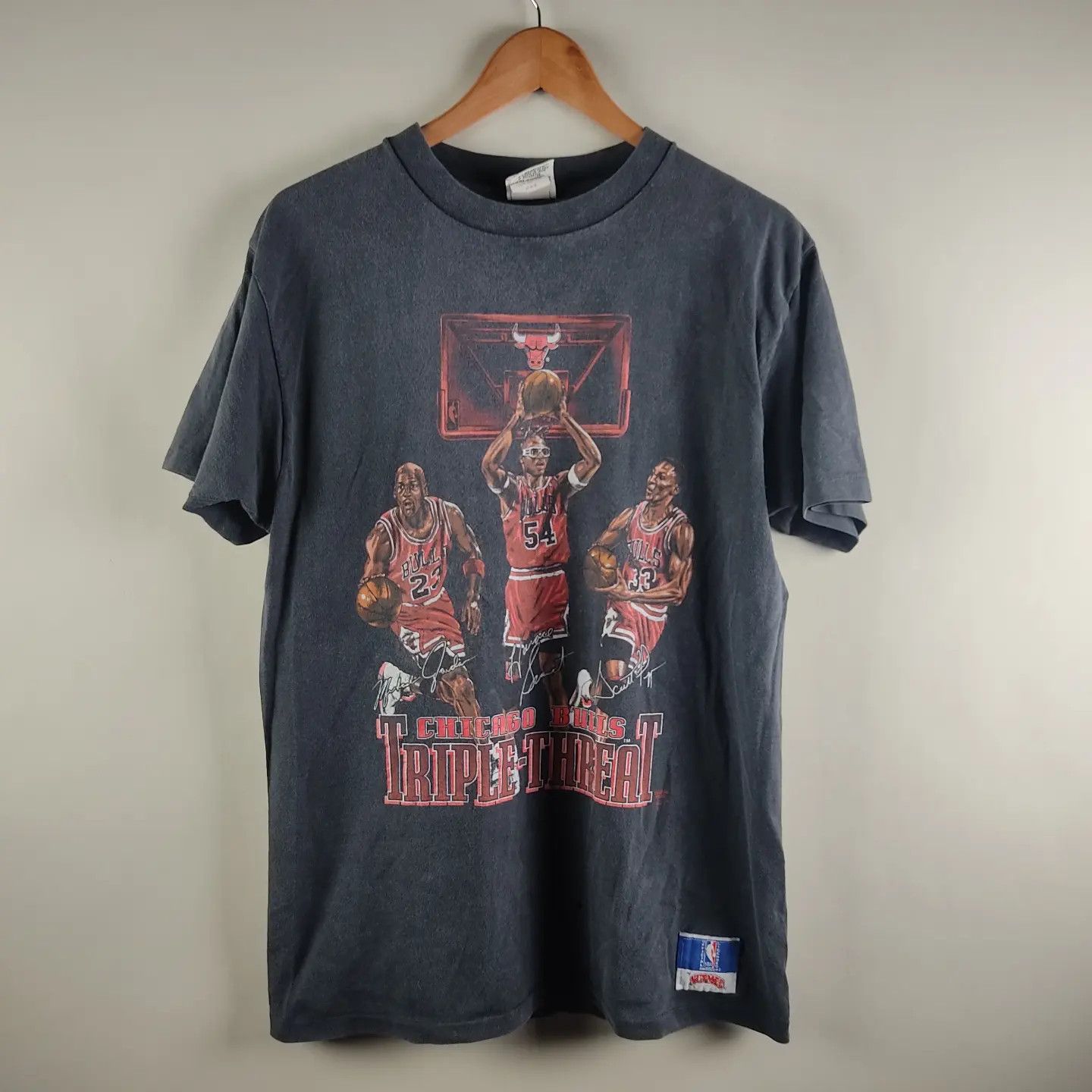 image of 90's Salem Chicago Bulls Triple Threat Michael Jordan in Black, Men's (Size XL)