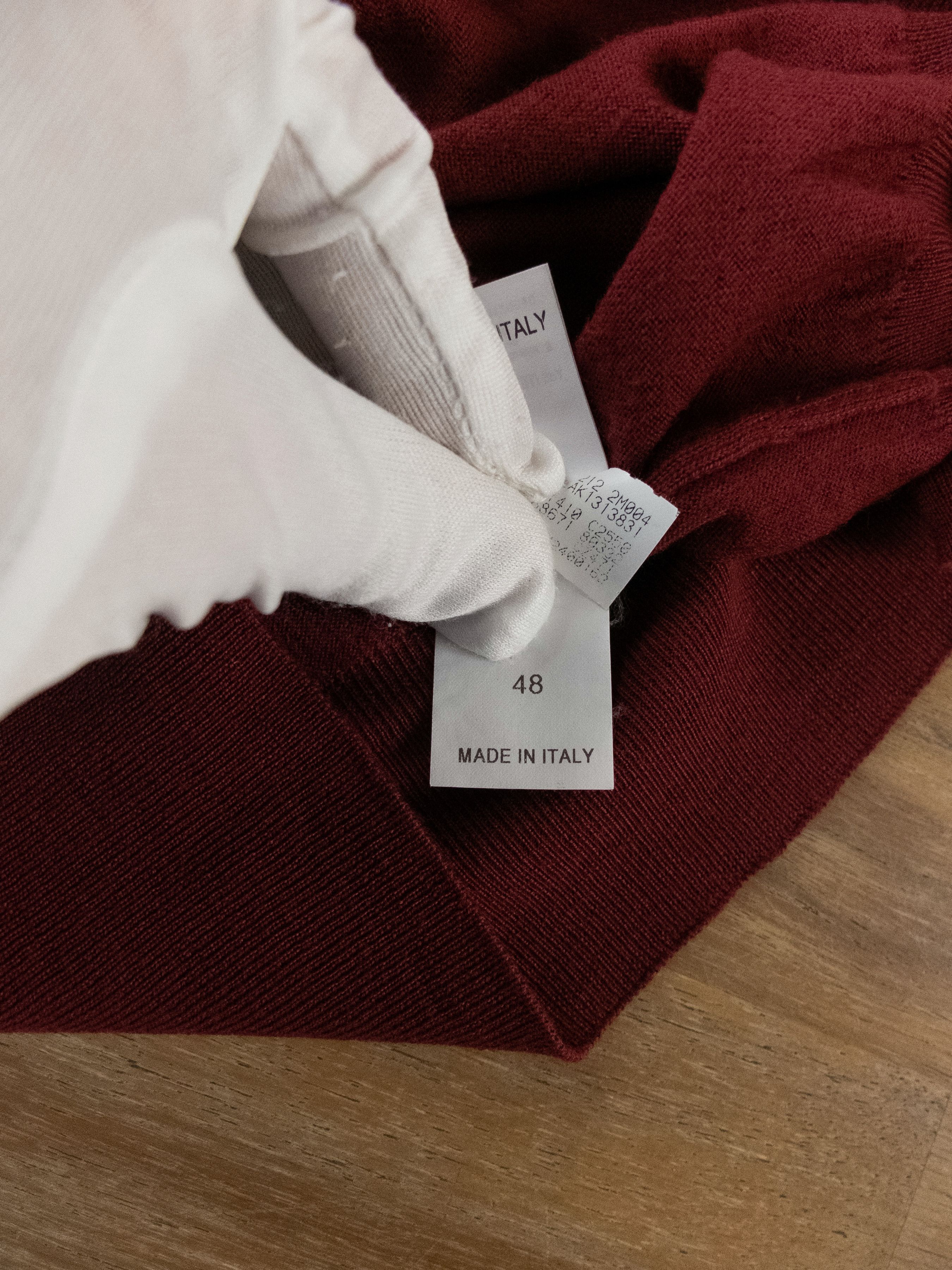 Brunello Cucinelli BRUNELLO CUCINELLI burgundy v-neck wool cashmere sweater S Size US S / EU 44-46 / 1 - 10 Thumbnail