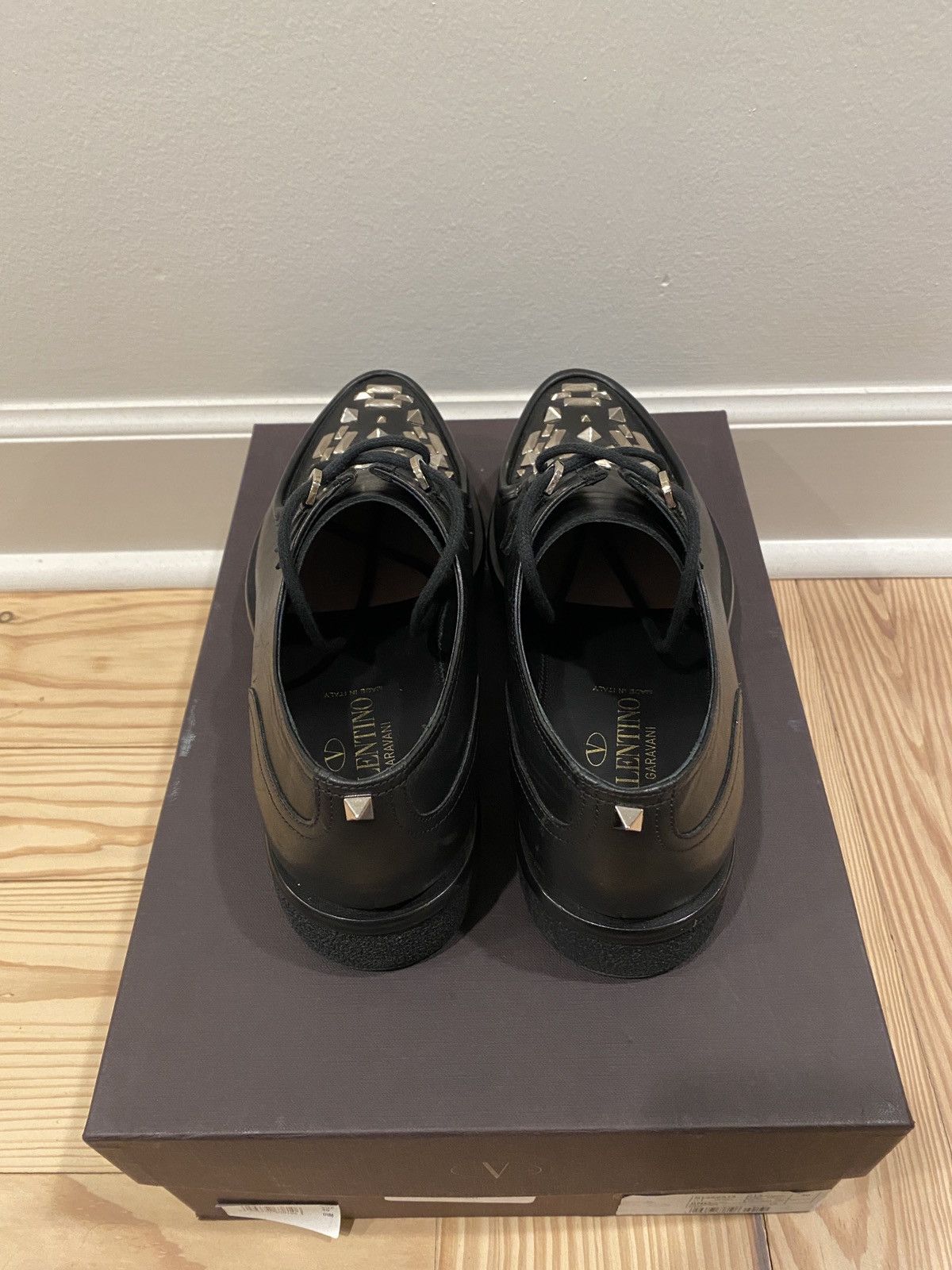 Valentino Black Leather Studded Creepers Size US 7 / EU 40 - 4 Thumbnail