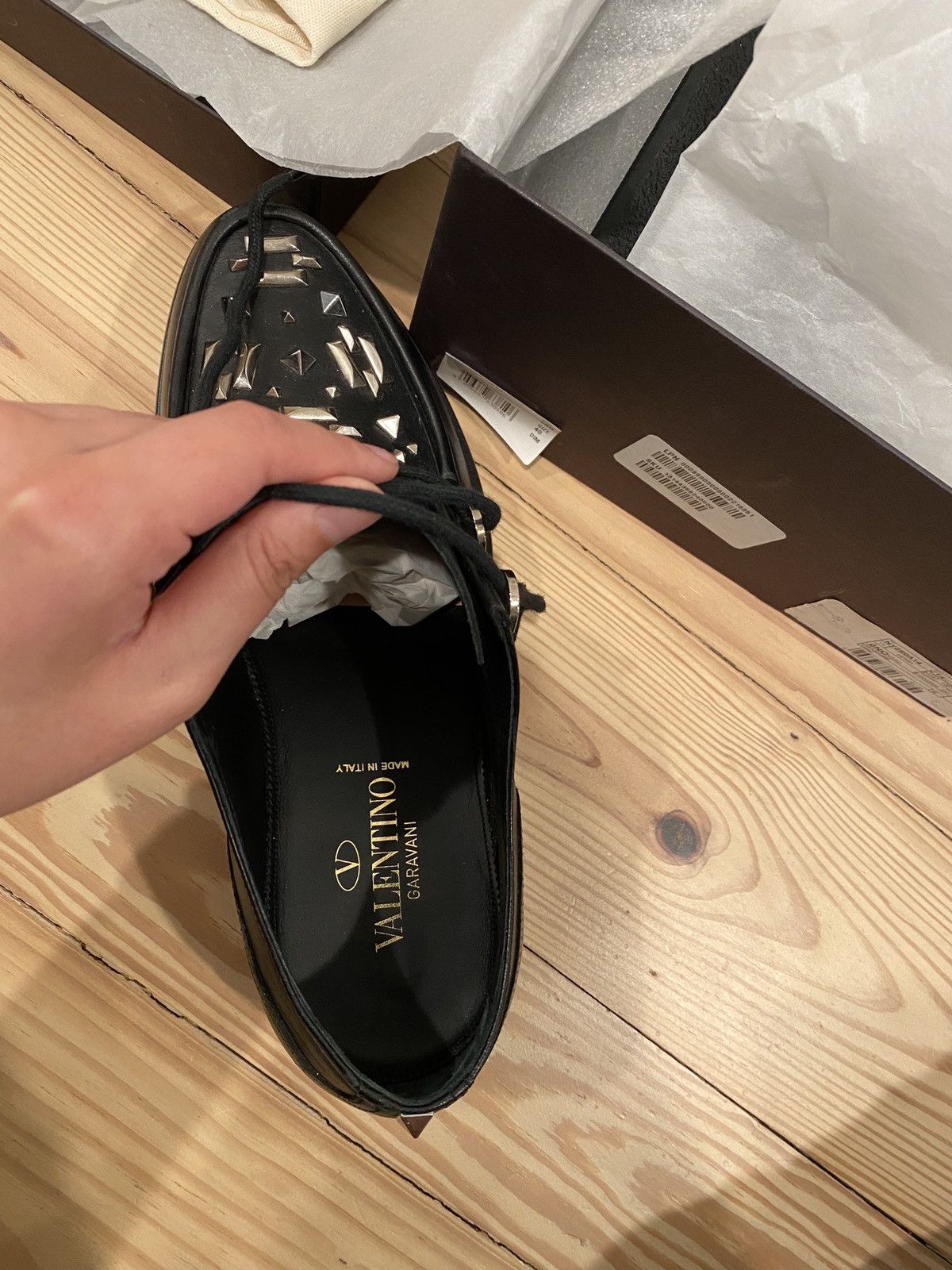 Valentino Black Leather Studded Creepers Size US 7 / EU 40 - 11 Thumbnail