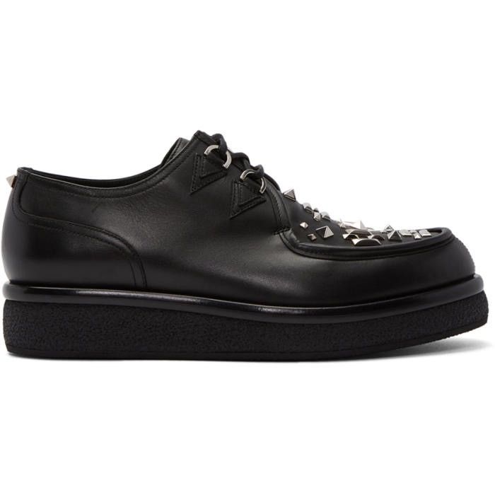 Valentino Black Leather Studded Creepers Size US 7 / EU 40 - 8 Thumbnail