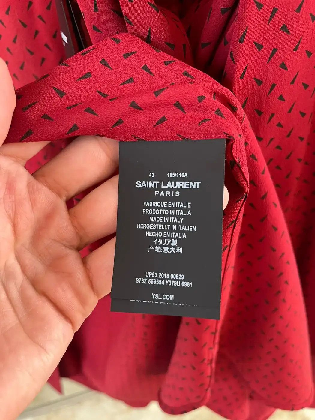 Saint Laurent Paris Flat Pocket Silk Shirt with Trait Triangle Print Size US XL / EU 56 / 4 - 6 Thumbnail