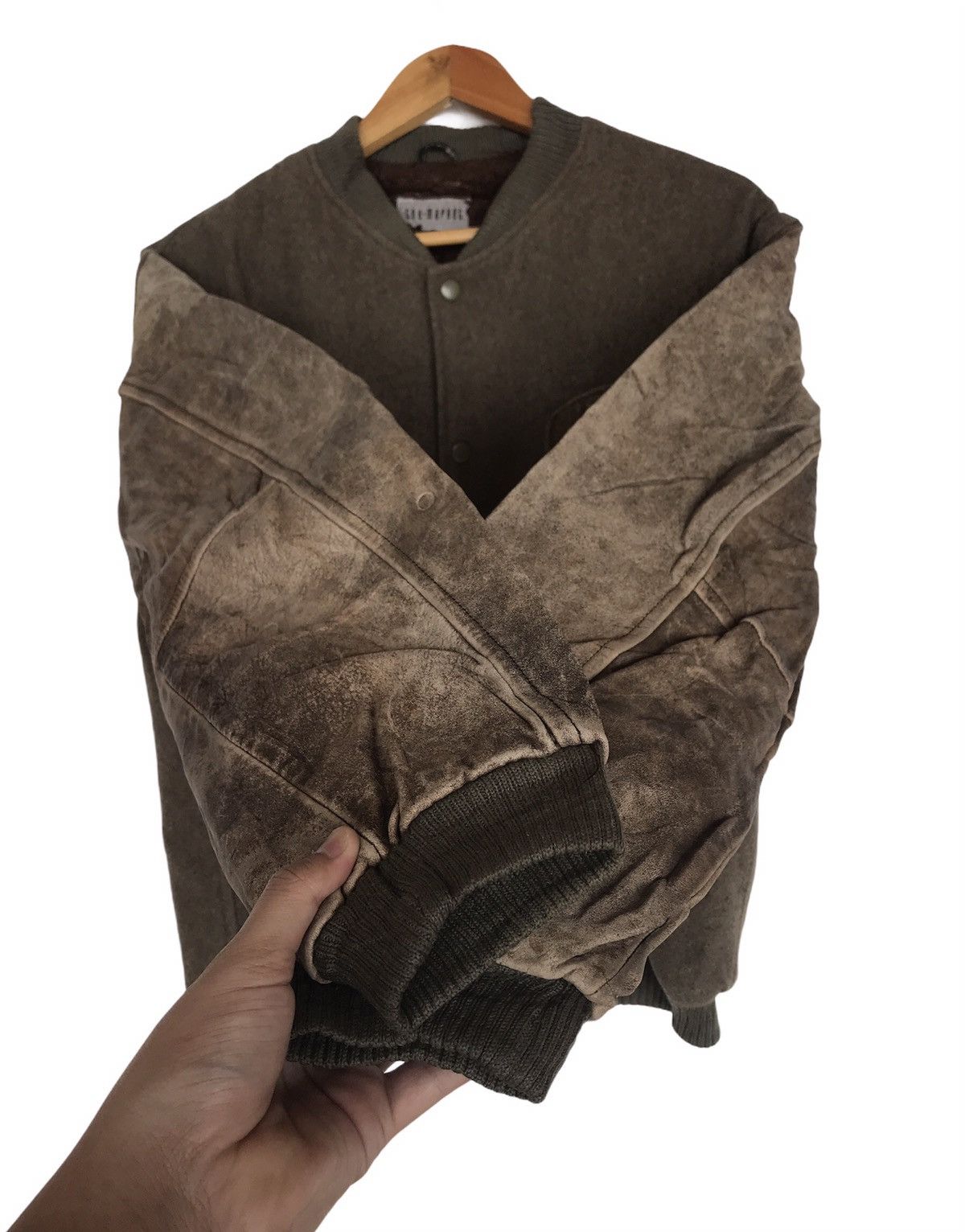 Japanese Brand Vintage Leather Varsity Jacket Sherpa Travis Scott Style Size US L / EU 52-54 / 3 - 4 Thumbnail