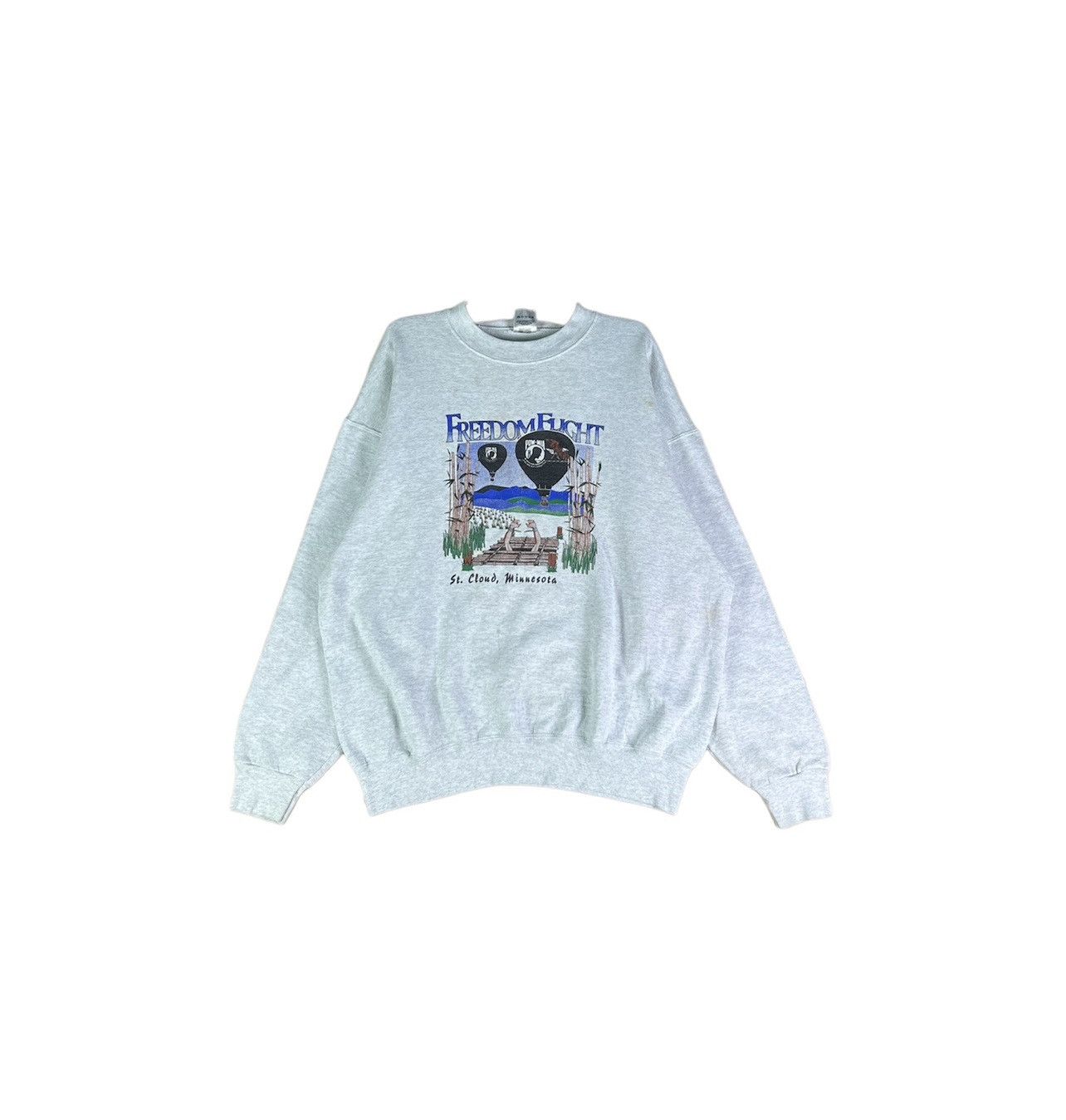 Fruit Of The Loom × Vintage Vintage Sweatshirt 90’s Freedom Flight Pow Mia Size US XXL / EU 58 / 5 - 1 Thumbnail