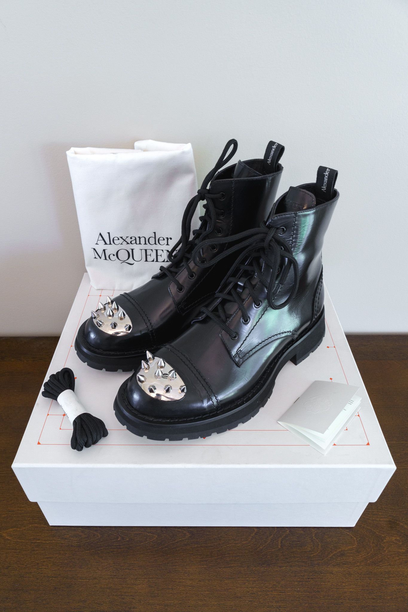 image of Bnib Alexander Mcqueen Punk Stud Toe Boots Size 41 in Black, Men's