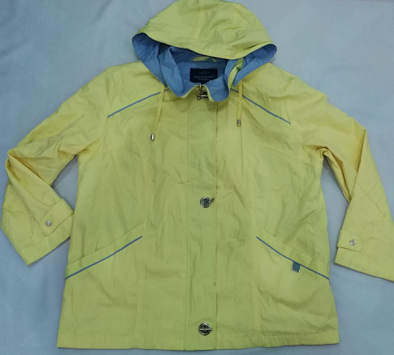 image of Mackintosh Jacket Unisex XL Windbreaker Rain Wear Hoodie in Pale Yellow, Men's