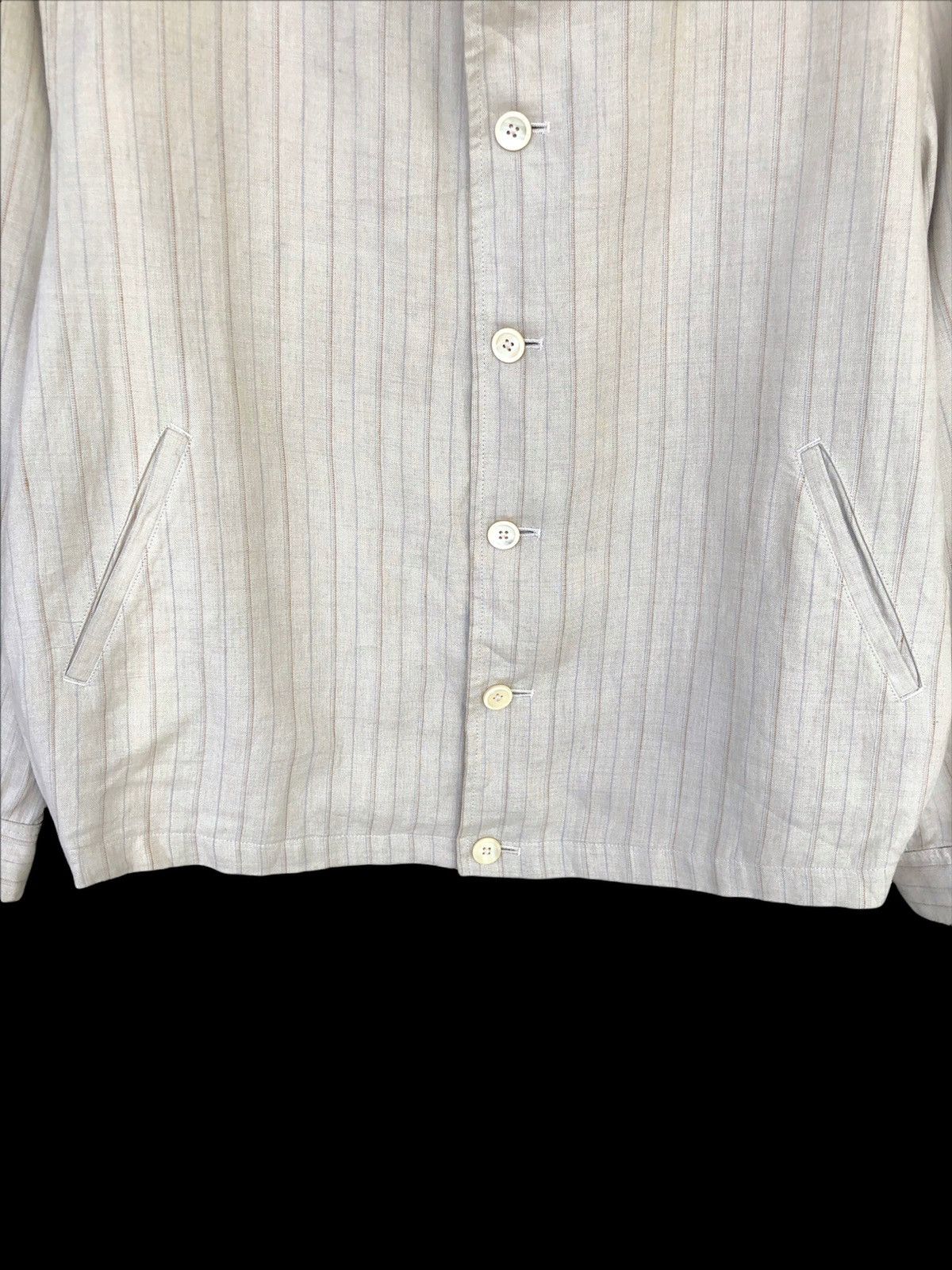 Yohji Yamamoto GRAIL🔥FW06 YY Linen Striped Blouson Boxy Jacket Size US L / EU 52-54 / 3 - 4 Thumbnail
