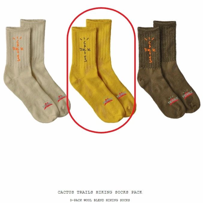 Travis Scott Cactus Jack Trails Wool Blend Hiking Socks Gold Yellow Pair Size ONE SIZE - 2 Thumbnail