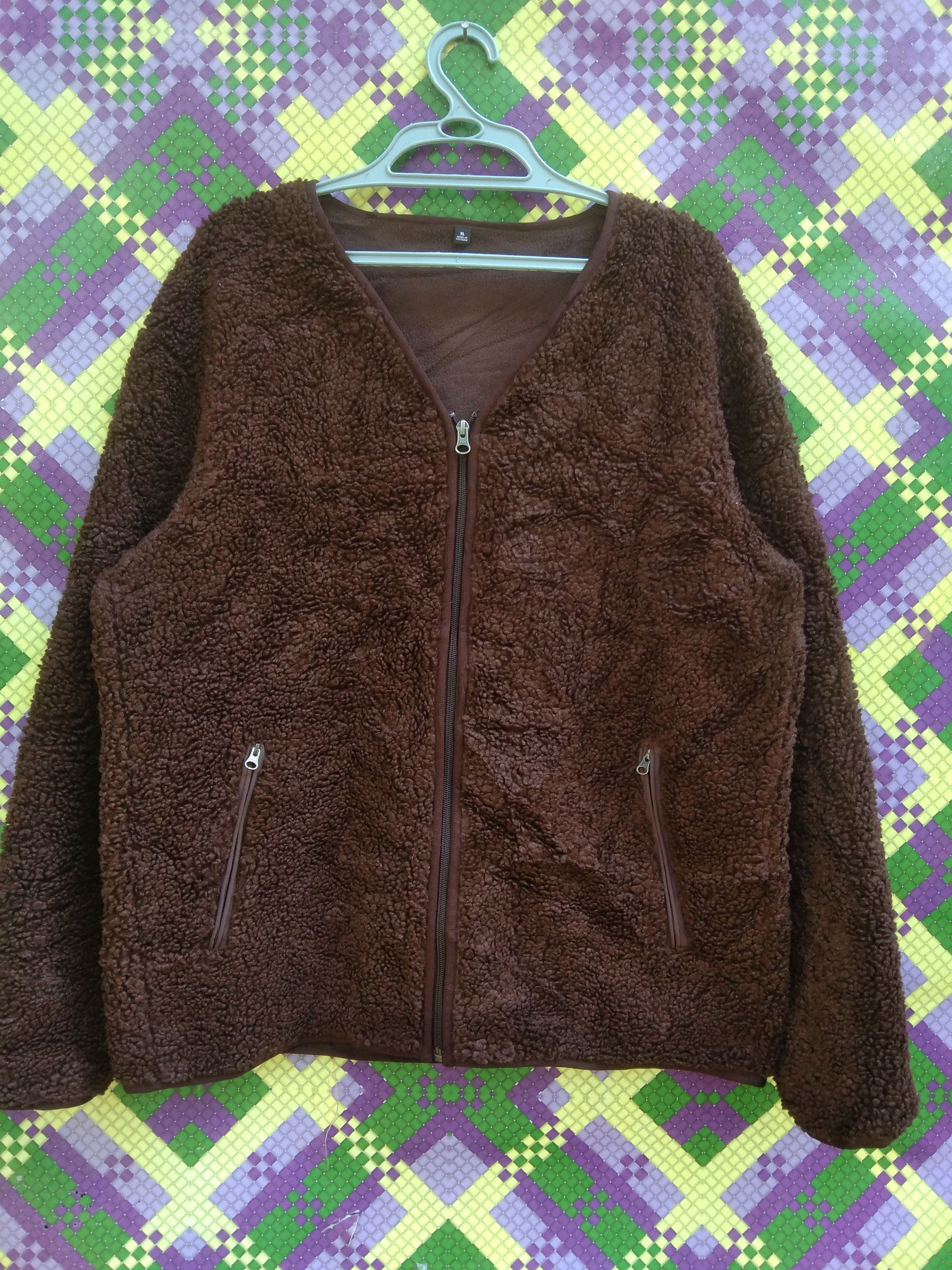 image of Uniqlo Pile Lined Fleece Jacket in Brown, Men's (Size XL)