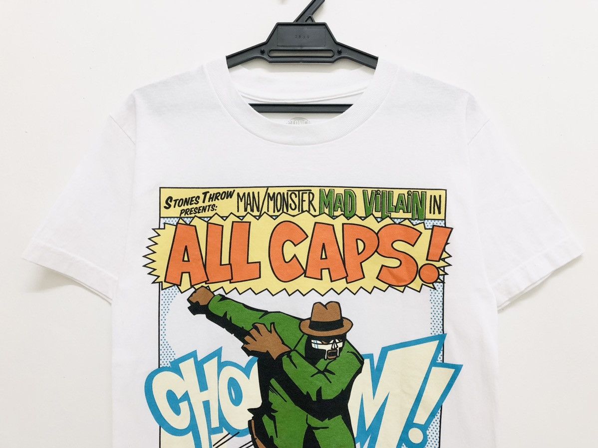 MF Doom × Rap Tees × Stones Throw Records RARE 🔥 MADVILLAIN ALL CAPS MF DOOM MADLIB HIP HOP DUO TEE Size US S / EU 44-46 / 1 - 3 Thumbnail