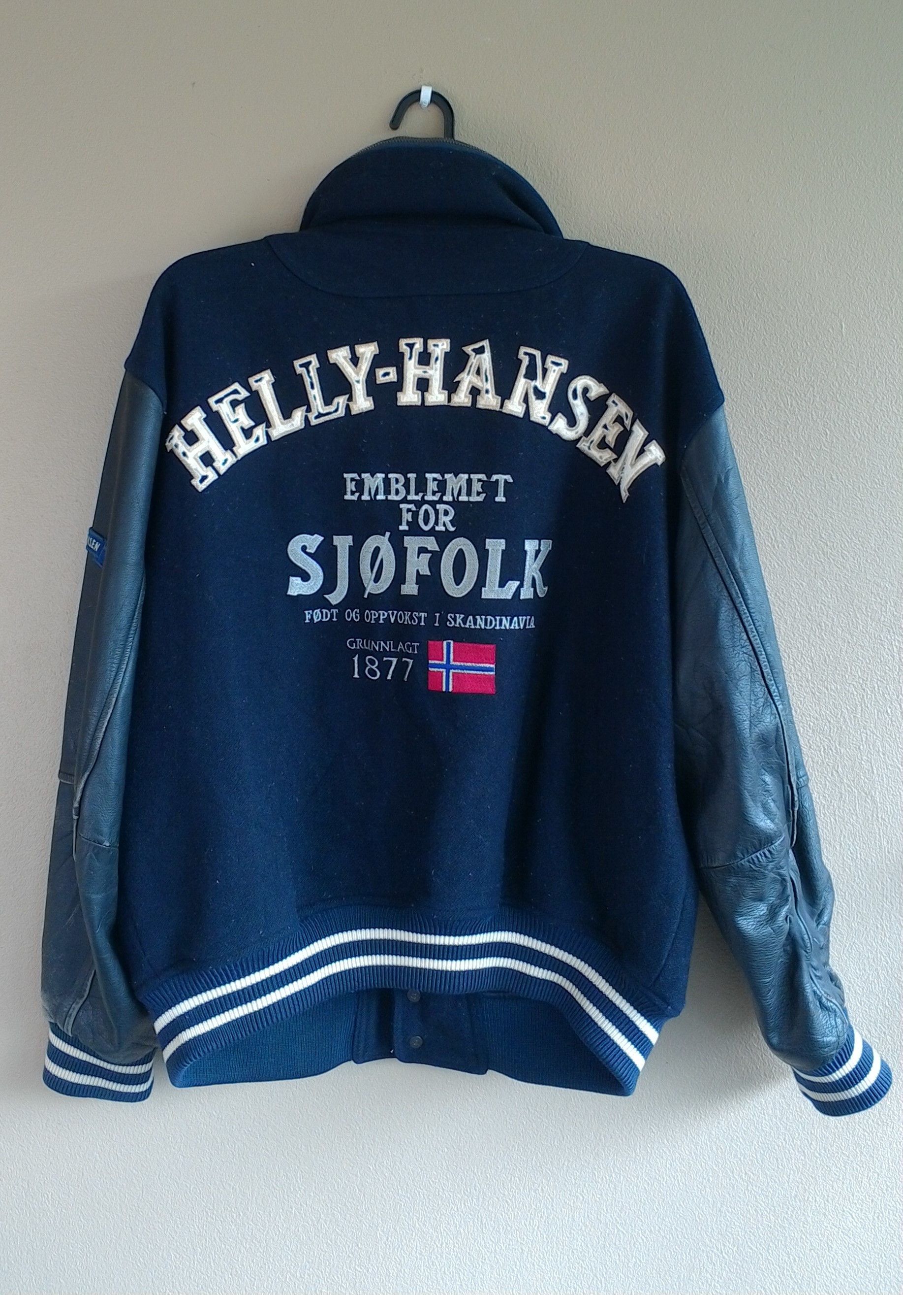 Helly Hansen VINTAGE HELLY HANSEN EMBROIDERY LEATHER VARSITY JACKET Size US L / EU 52-54 / 3 - 9 Thumbnail