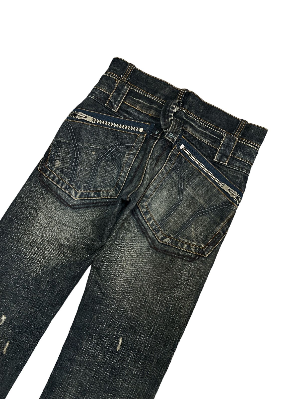 Japanese Brand SICK💥THRASHED DOUBLE WAIST DENIM PANTS Size US 30 / EU 46 - 7 Thumbnail