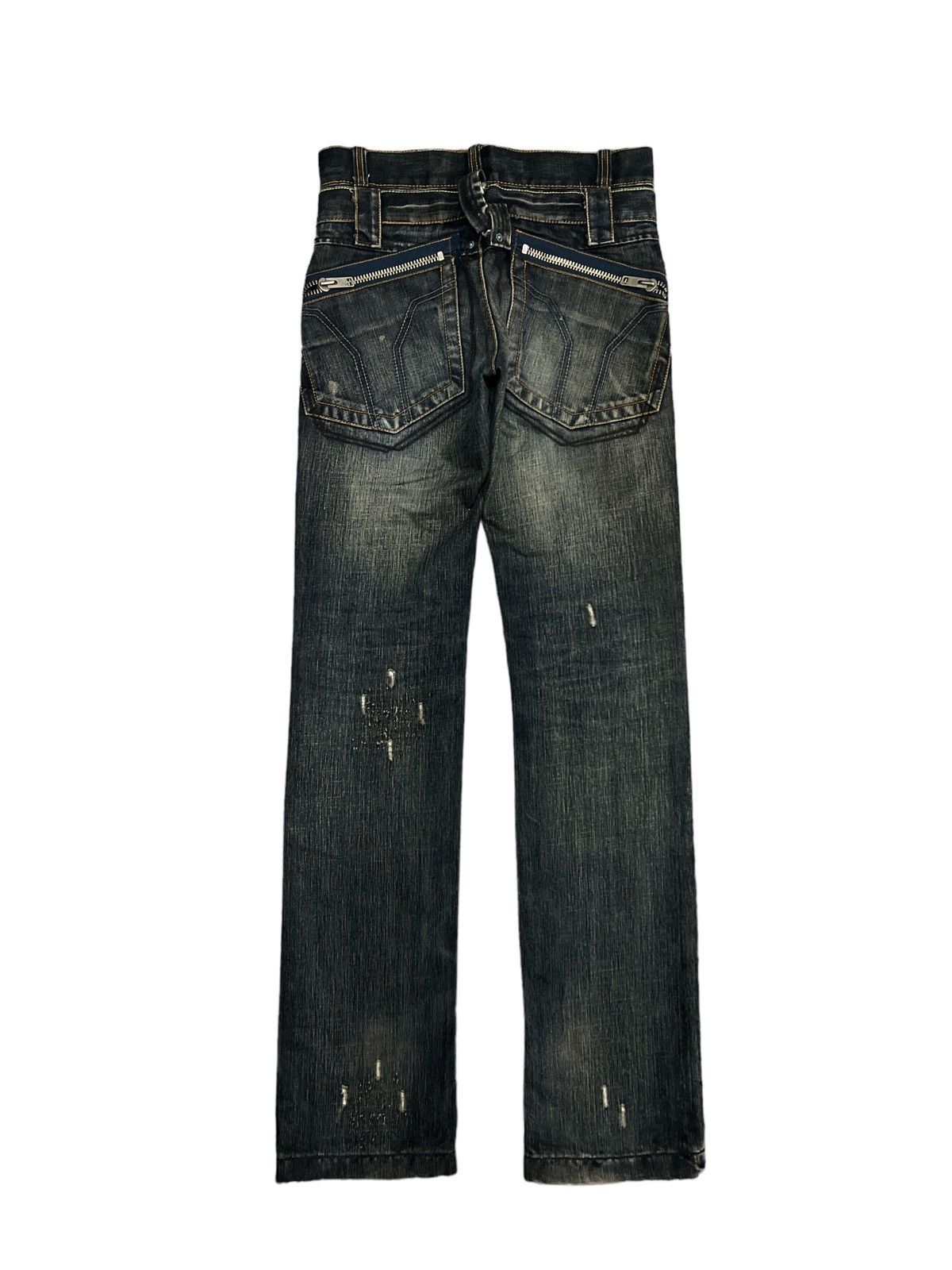 Japanese Brand SICK💥THRASHED DOUBLE WAIST DENIM PANTS Size US 30 / EU 46 - 6 Thumbnail