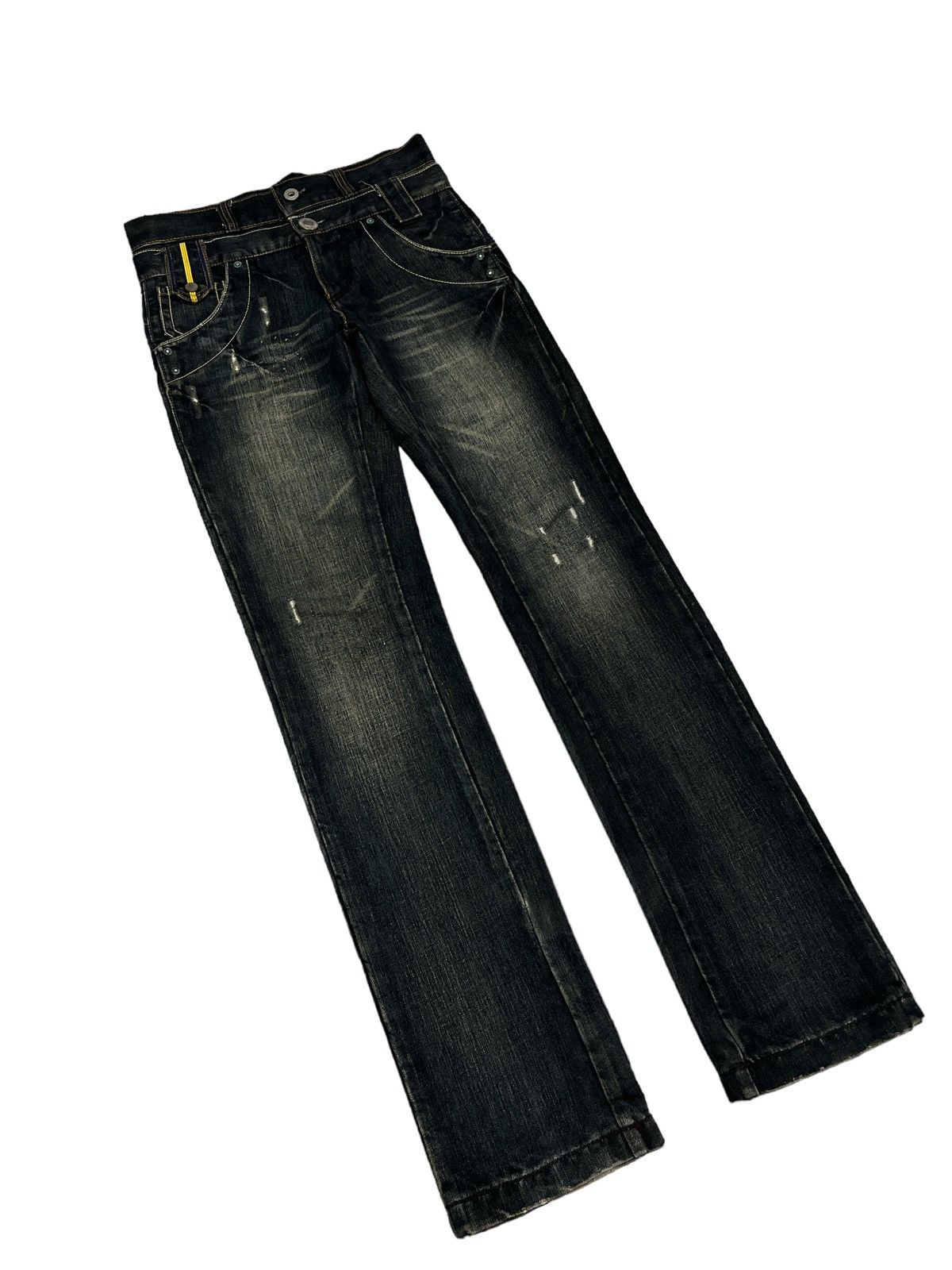 Japanese Brand SICK💥THRASHED DOUBLE WAIST DENIM PANTS Size US 30 / EU 46 - 5 Thumbnail