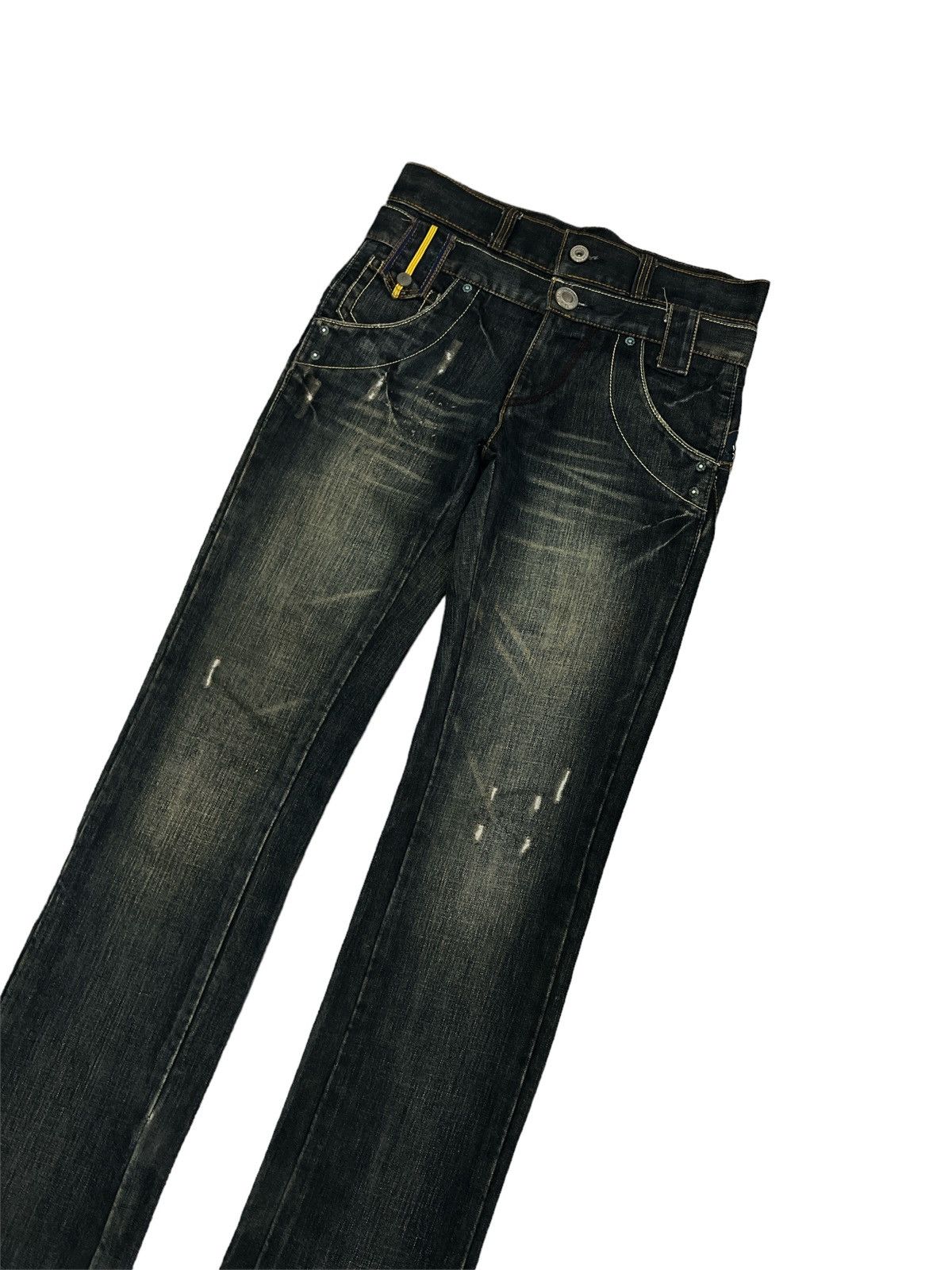 Japanese Brand SICK💥THRASHED DOUBLE WAIST DENIM PANTS Size US 30 / EU 46 - 4 Thumbnail