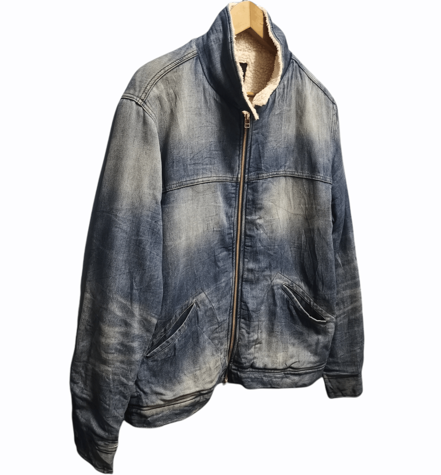 Japanese Brand Azul By Mossy Sherpa Denim Jacket Size US L / EU 52-54 / 3 - 3 Thumbnail