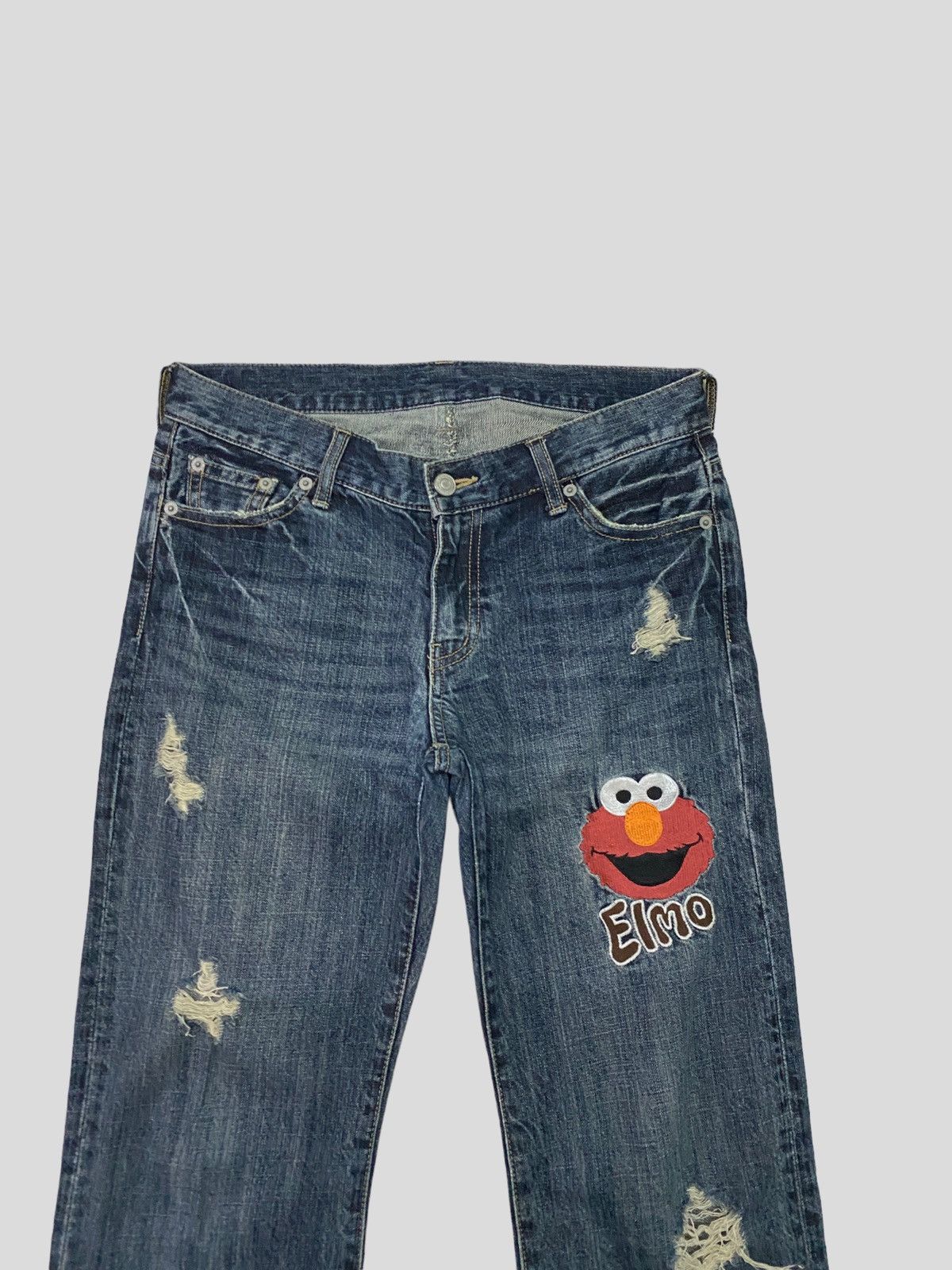 Cartoon Network × Japanese Brand × Vintage VINTAGE SESAME STREET DISTRESSED ELMO EMBROIDERED DENIM Size 28" / US 6 / IT 42 - 4 Thumbnail