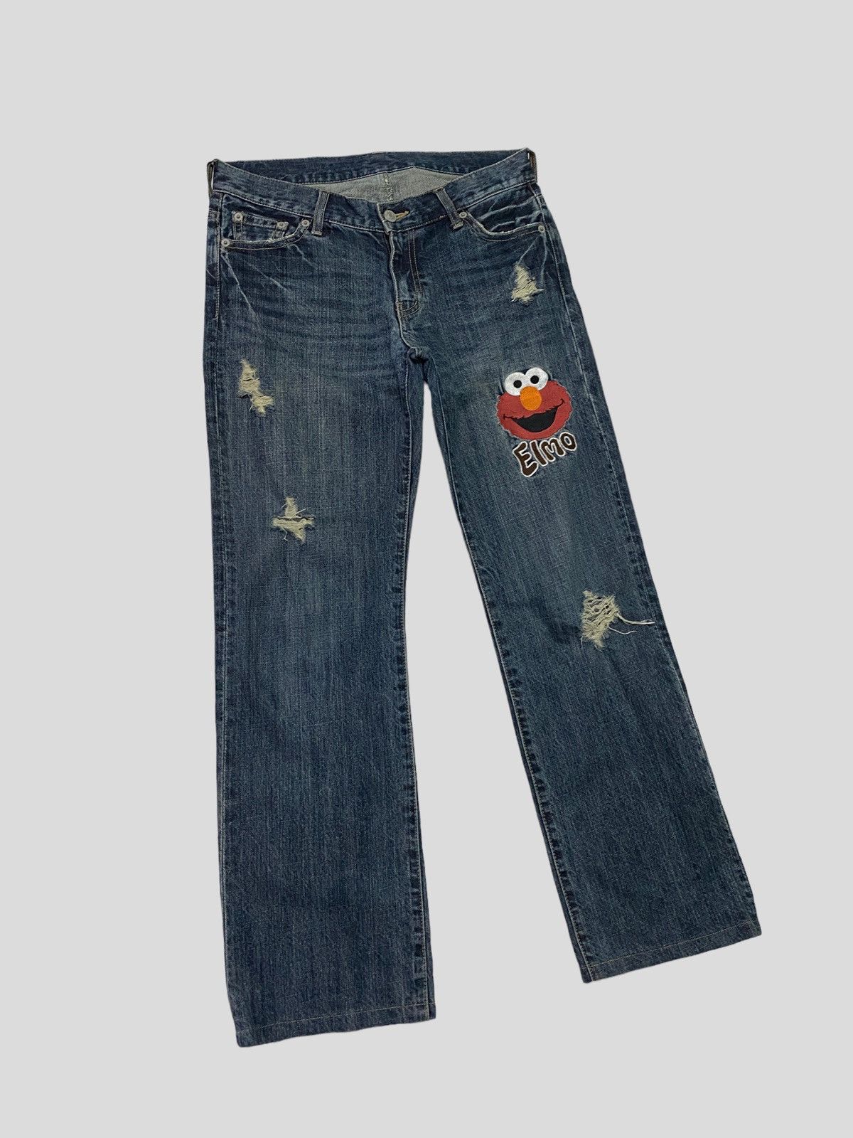 Cartoon Network × Japanese Brand × Vintage VINTAGE SESAME STREET DISTRESSED ELMO EMBROIDERED DENIM Size 28" / US 6 / IT 42 - 1 Thumbnail