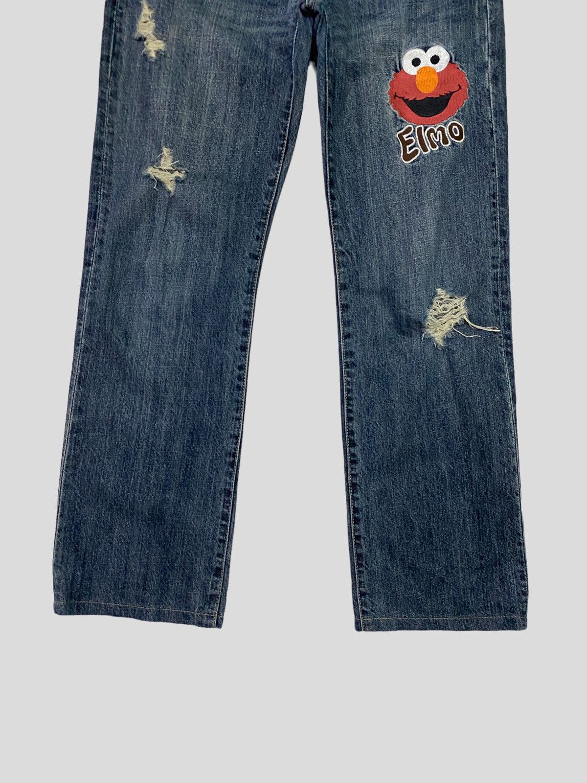 Cartoon Network × Japanese Brand × Vintage VINTAGE SESAME STREET DISTRESSED ELMO EMBROIDERED DENIM Size 28" / US 6 / IT 42 - 5 Thumbnail