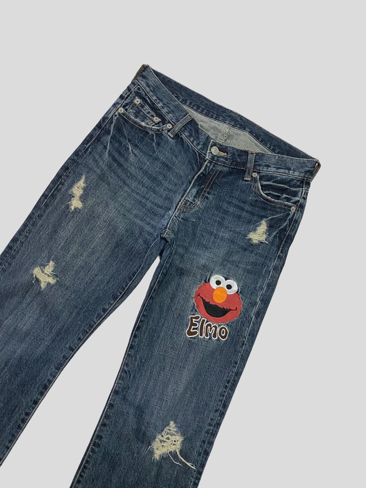 Cartoon Network × Japanese Brand × Vintage VINTAGE SESAME STREET DISTRESSED ELMO EMBROIDERED DENIM Size 28" / US 6 / IT 42 - 6 Thumbnail