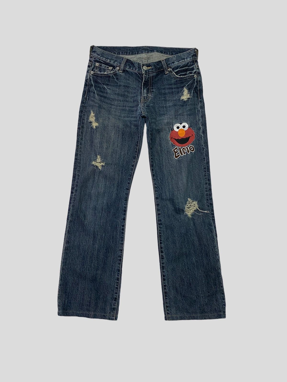 Cartoon Network × Japanese Brand × Vintage VINTAGE SESAME STREET DISTRESSED ELMO EMBROIDERED DENIM Size 28" / US 6 / IT 42 - 2 Thumbnail