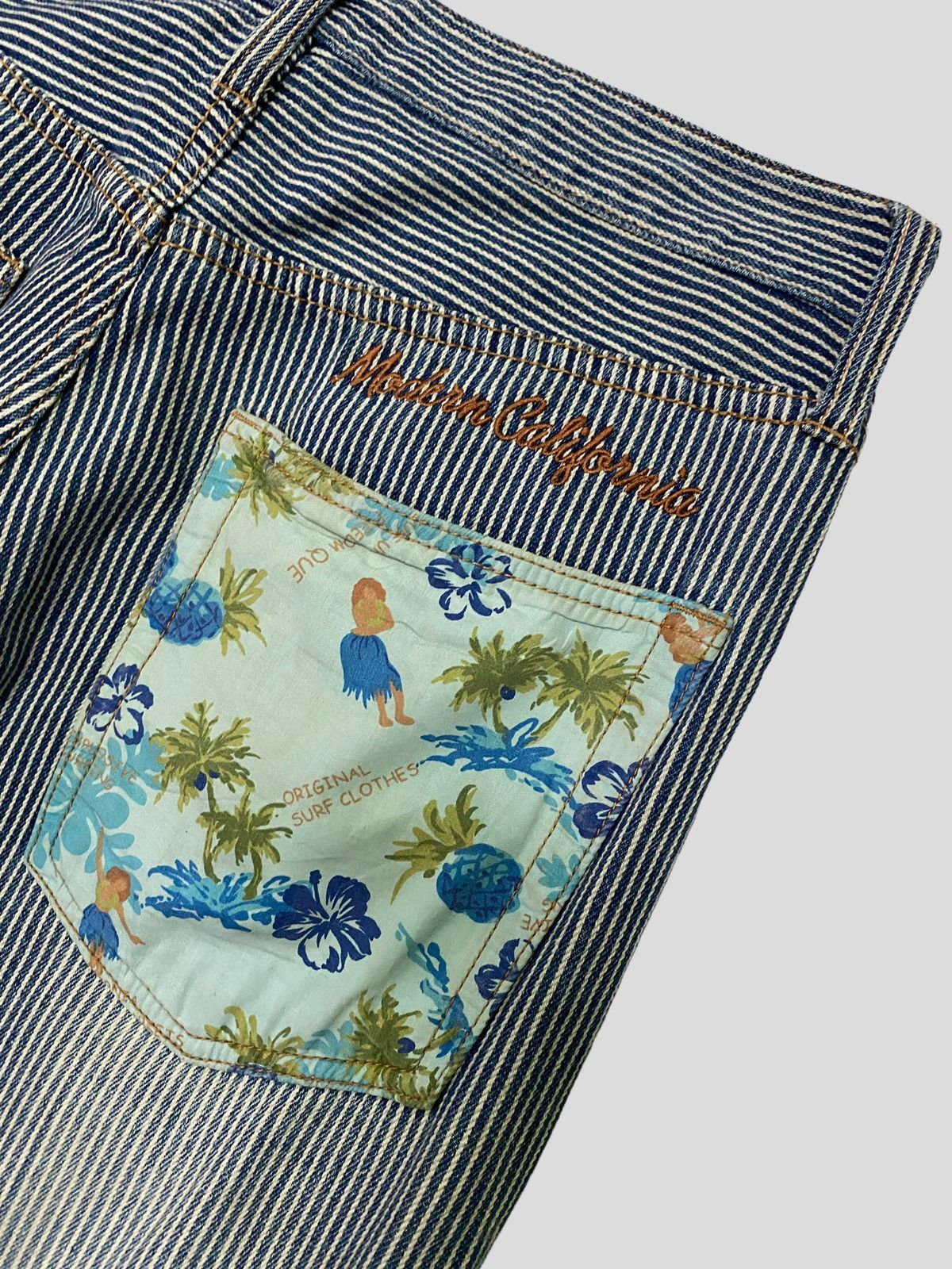 Japanese Brand × Vintage VINTAGE SURF CLOTHES HICKORY STRIPED PATCH POCKET DENIM Size US 29 - 9 Thumbnail
