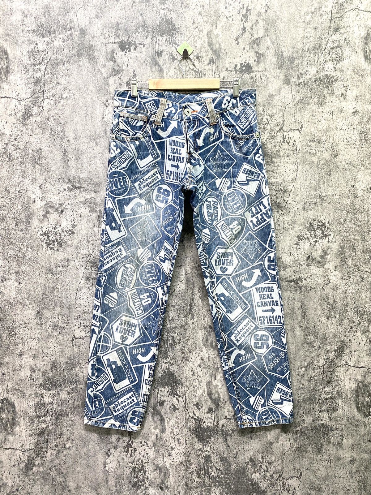 Designer × Japanese Brand Japan SURF GIRLS FullPrint Faded Denim Hysteric Style Pants Size US 31 - 1 Thumbnail