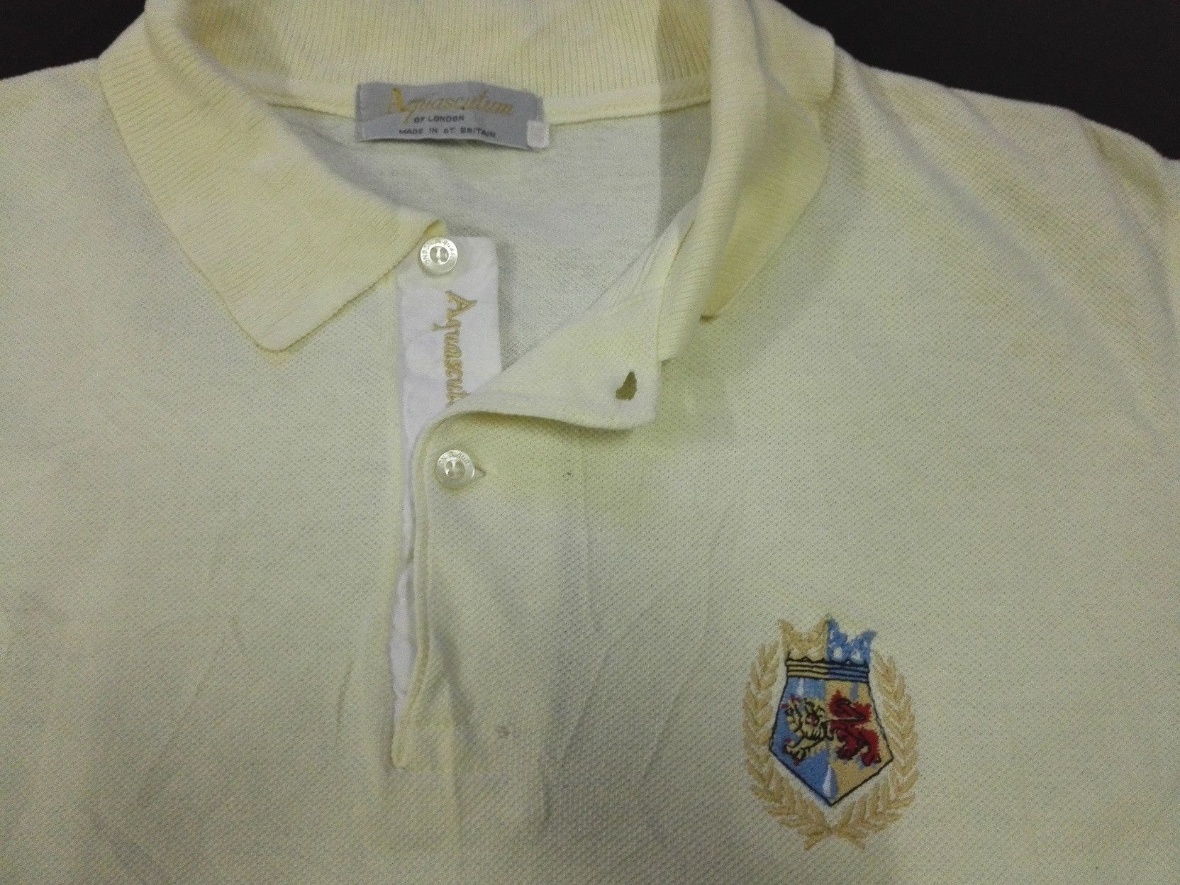 image of Aquascutum London Polo Great Britain Made in Yellow, Men's (Size Large)