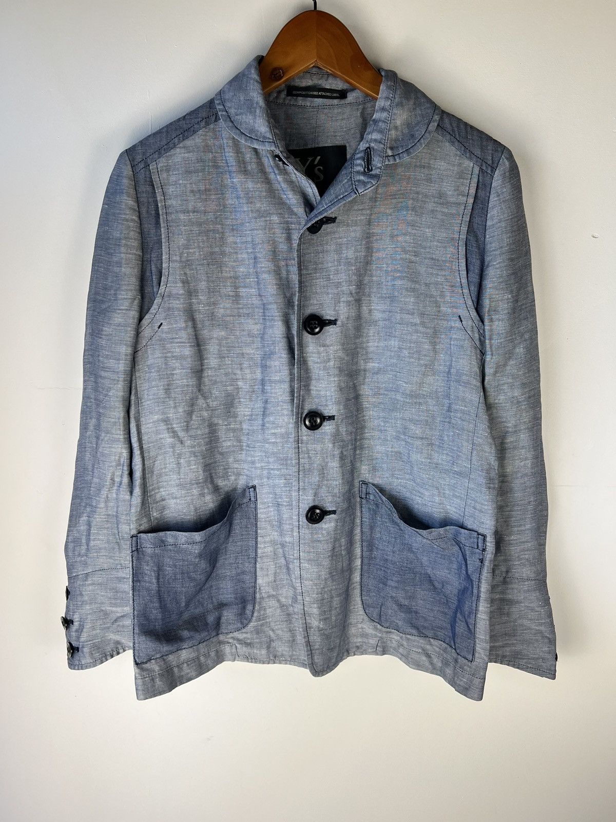 image of Yohji Yamamoto x YS Womens Y’S Yohji Linen Jacket in Blue (Size Small)