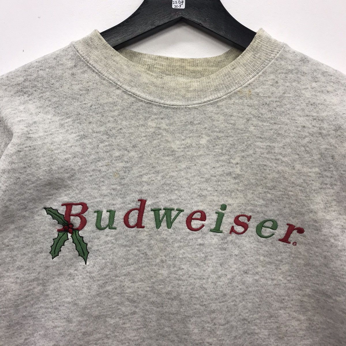 Budweiser × Hanes × Vintage Rare!! Vintage Budweiser Spellout Embroidery Sweatshirt Size US L / EU 52-54 / 3 - 7 Thumbnail