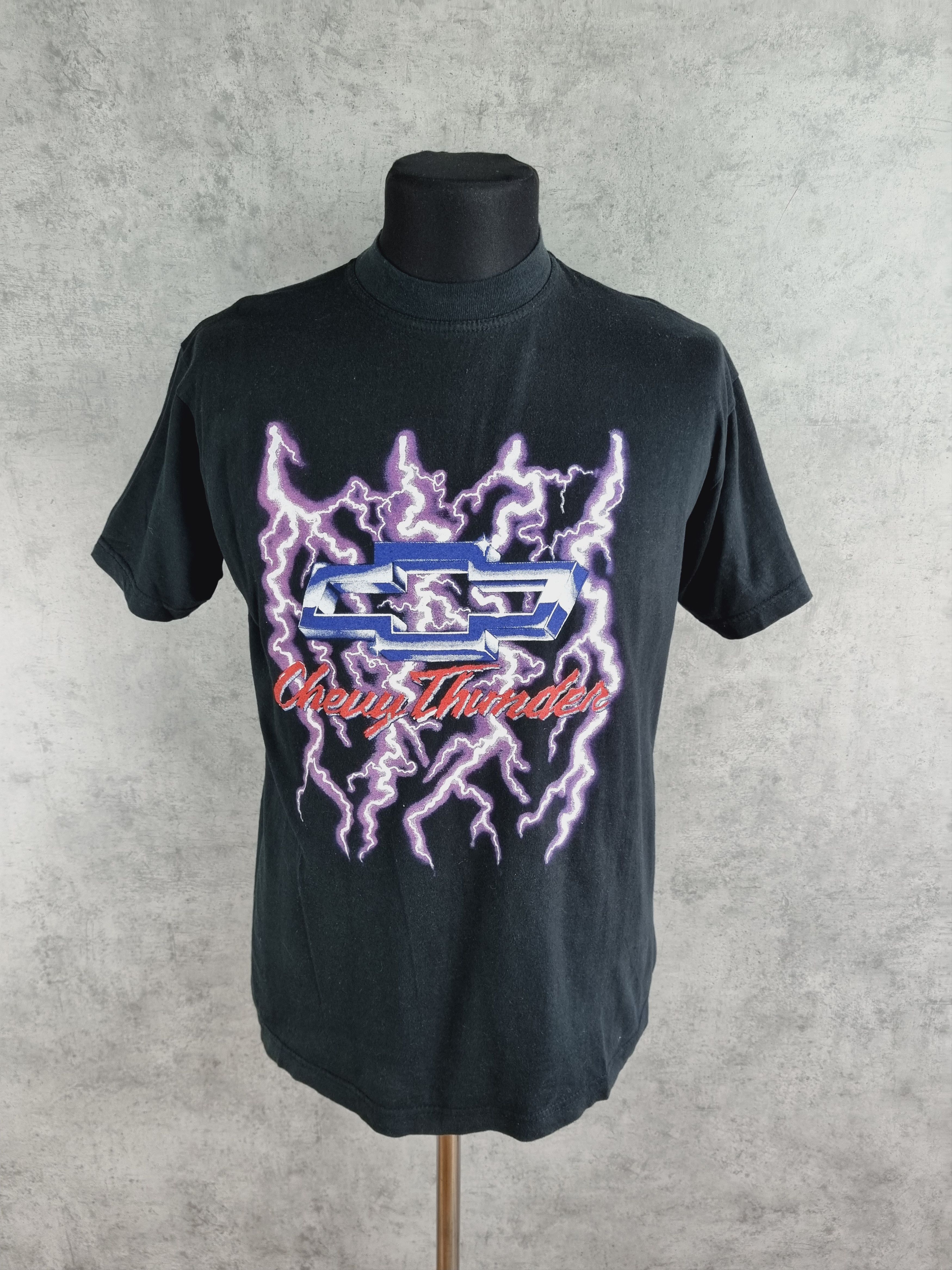 image of Size Vintage Bootleg Chevy Thunder Us Basic Tee Shirt in Black, Men's