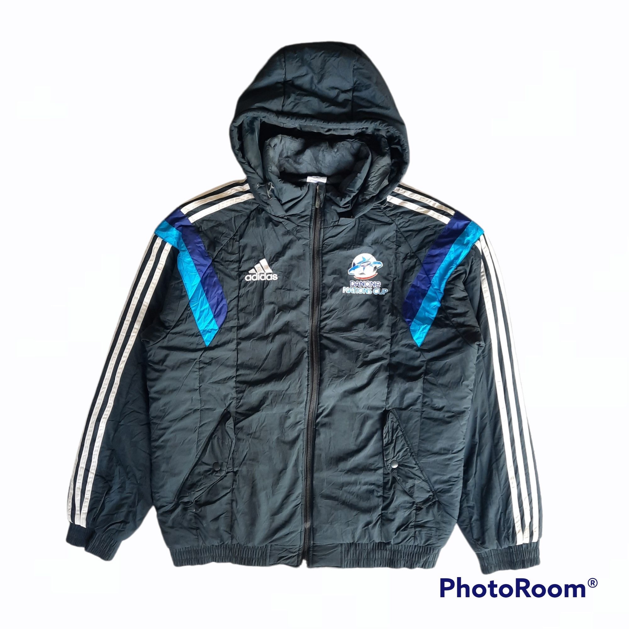 image of Adidas Danone Nations Cup Puffer Hoodie Jacket, Men's (Size Medium)