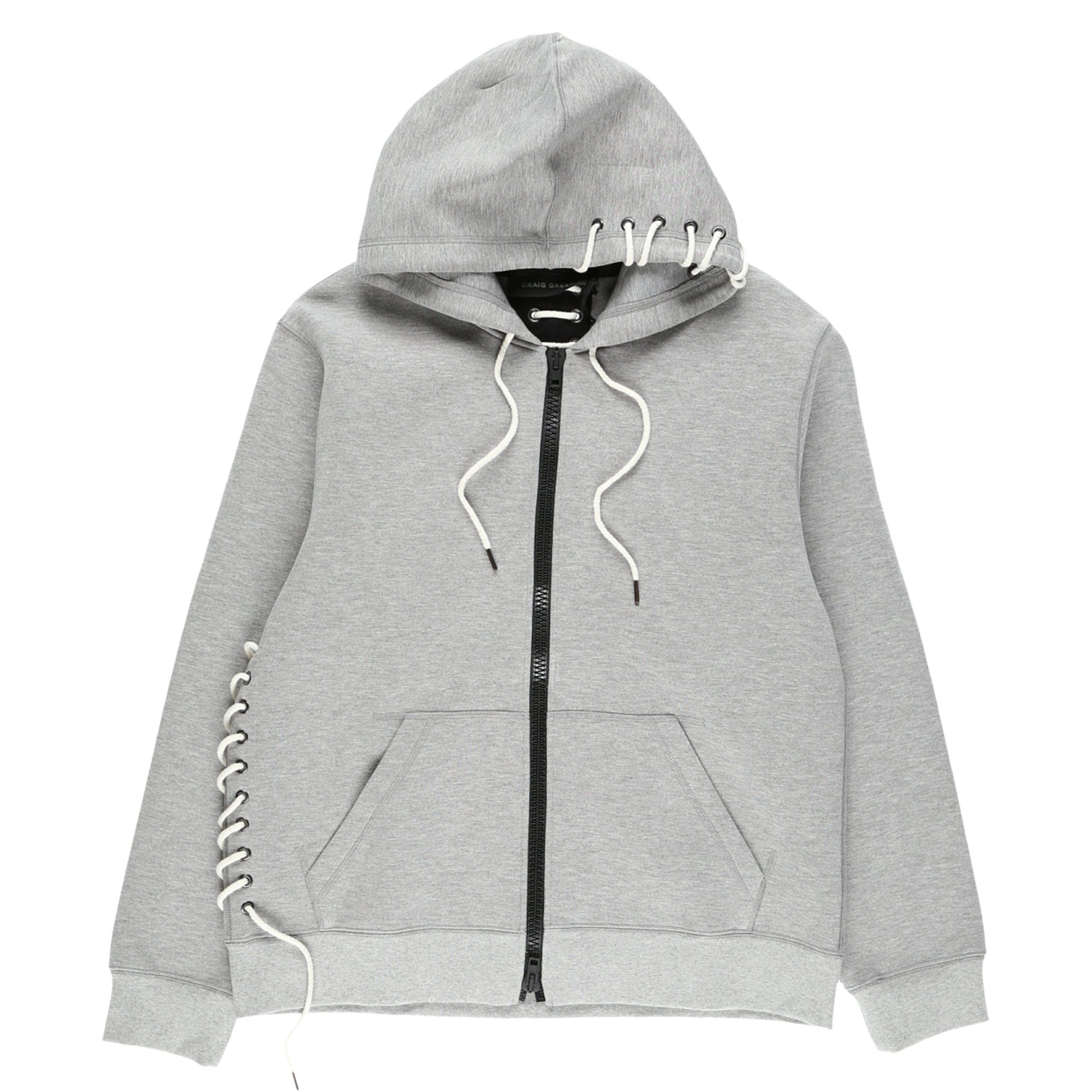 image of Craig Green Laced Zip-Up Hoodie in Grey, Men's (Size Small)