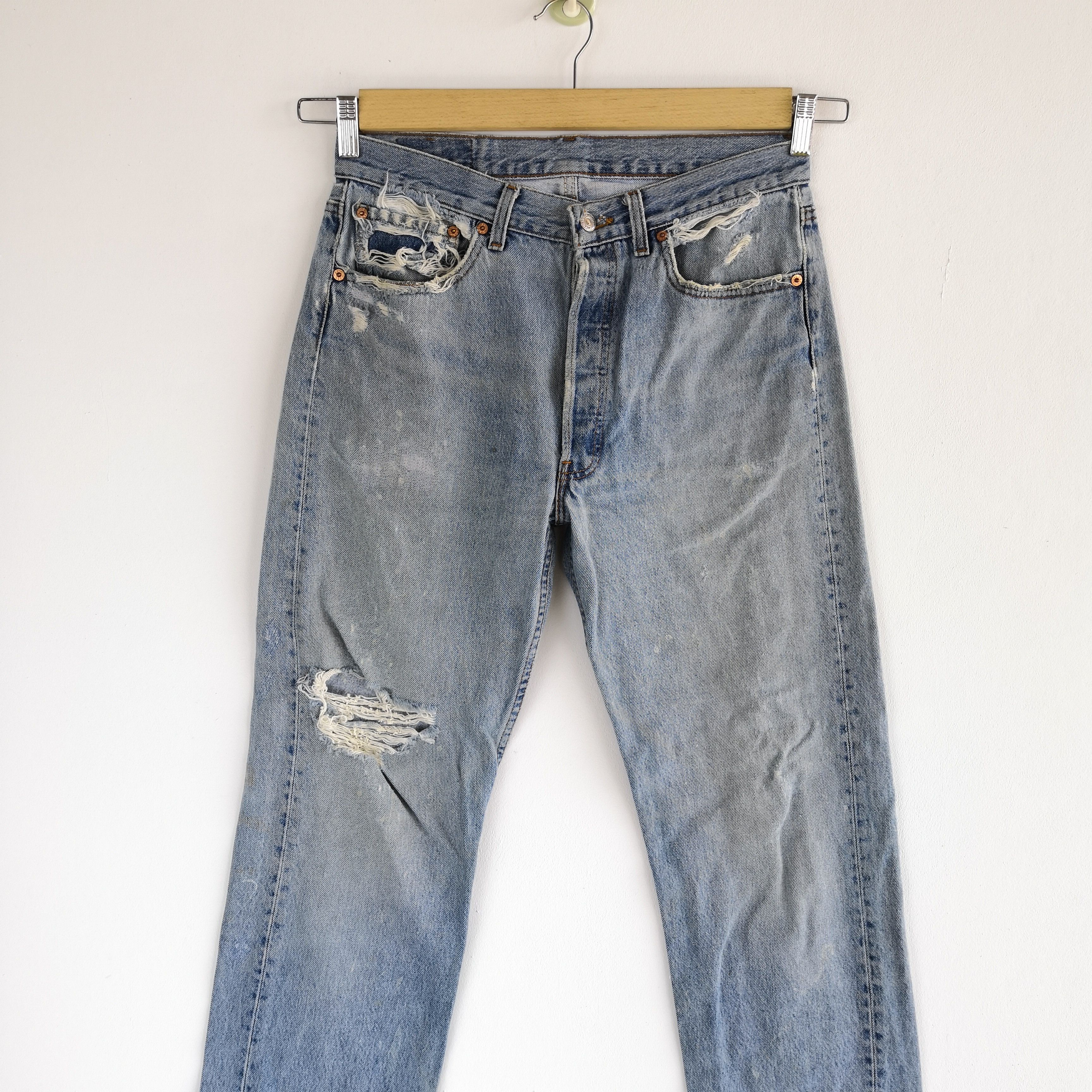 Levi's Vintage Levis 501 Light Wash Jeans Levi's Distressed Denim Size US 30 / EU 46 - 4 Thumbnail