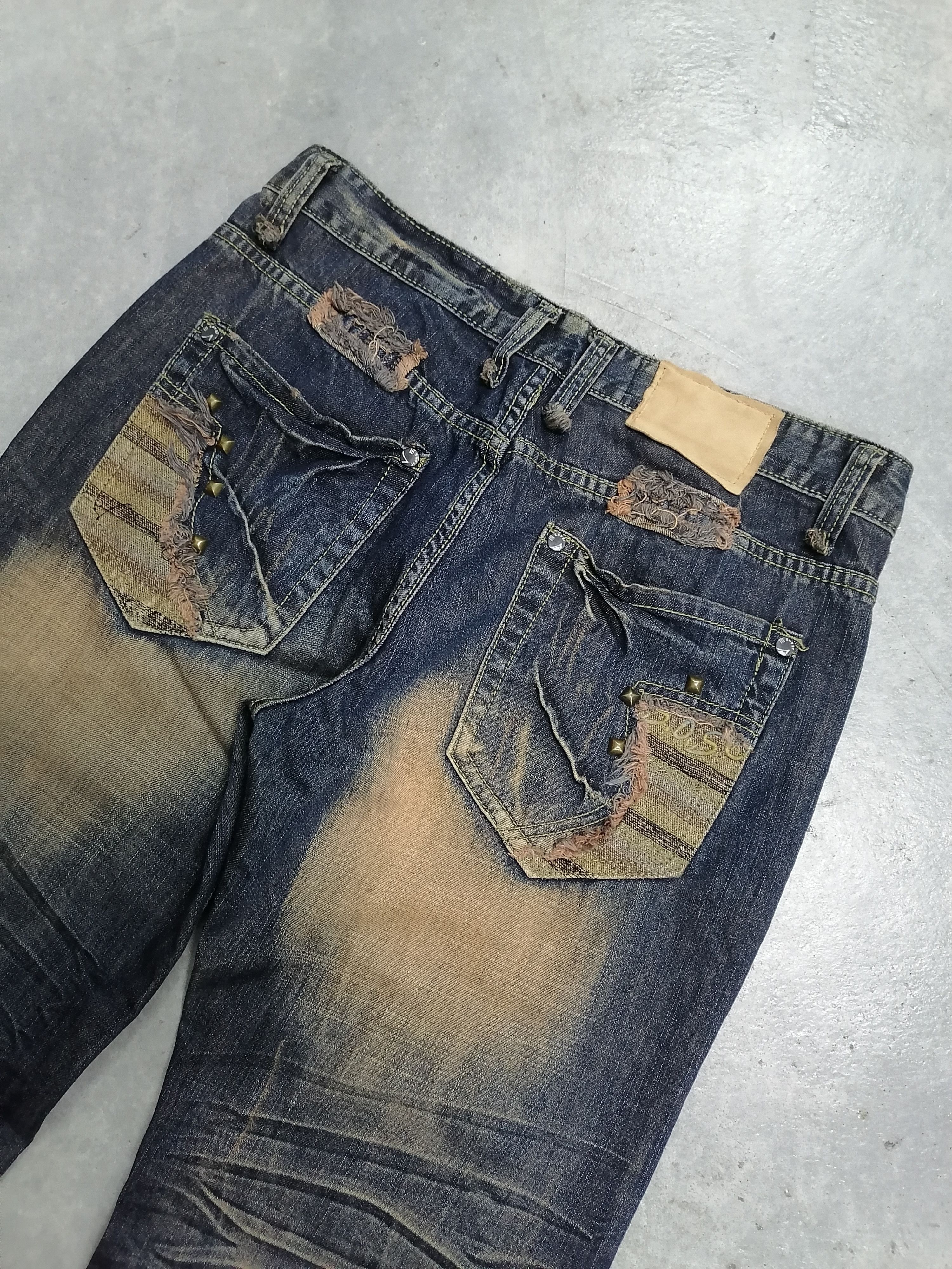 Japanese Brand 🔥Rusty Blue Patchwork Y.L.D.D Distressed Denim Jeans⚡⚡⚡ Size US 34 / EU 50 - 12 Thumbnail