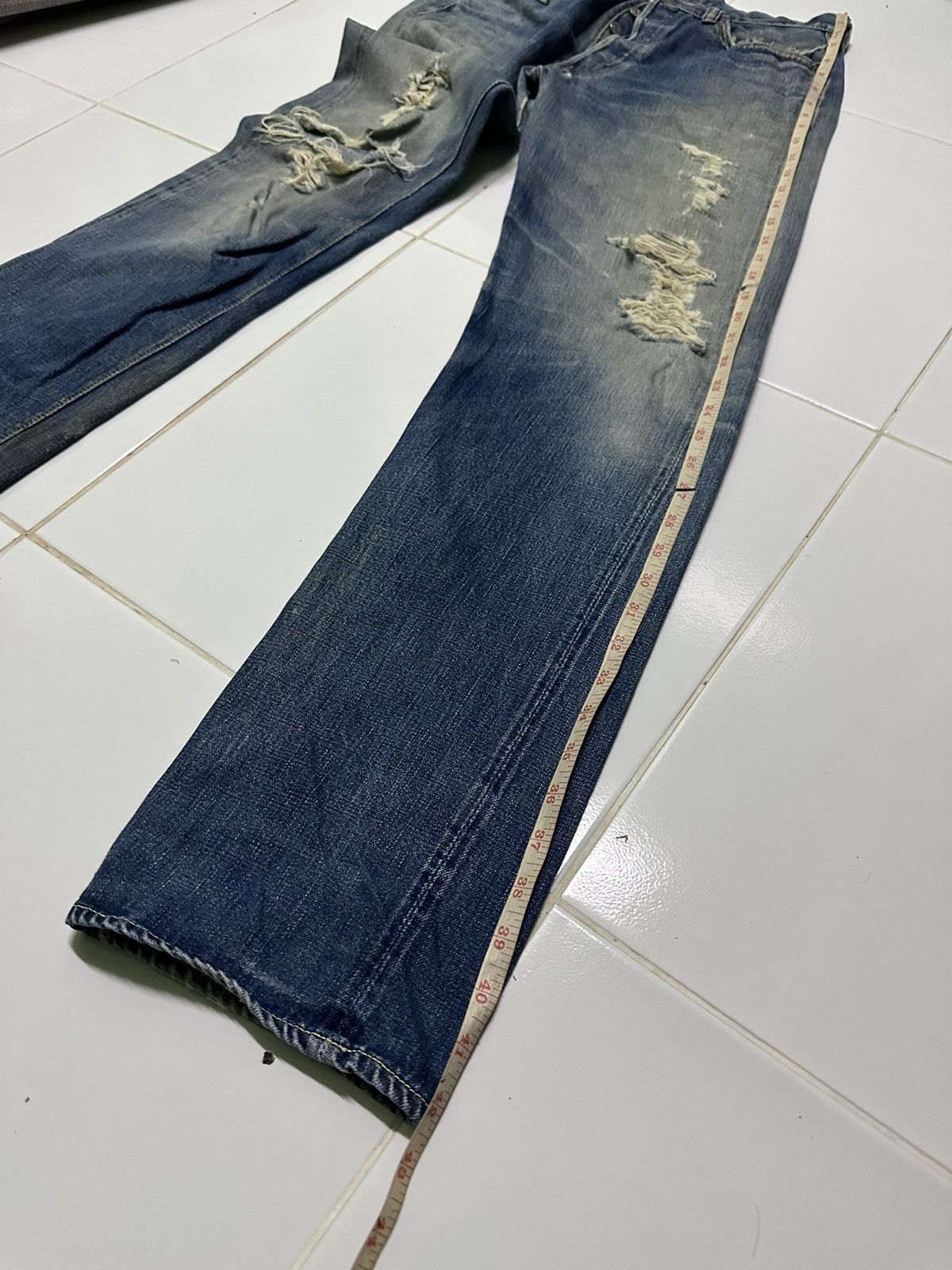 Full Count & Co. Vintage 90s Full count distressed rusty wash denim jeans Size US 30 / EU 46 - 9 Thumbnail